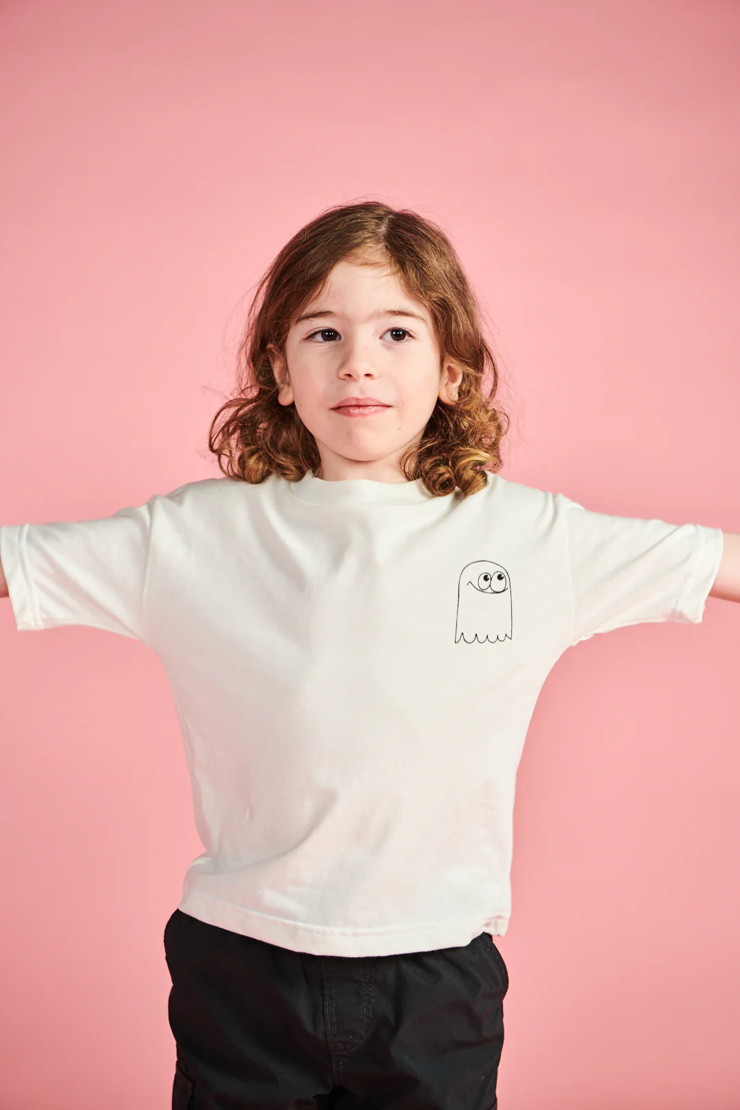 Kids Ghost T Shirt Plastic Free - Bone