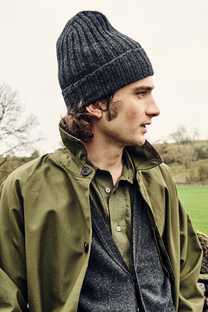 Lambswool Beanie Hat - Charcoal