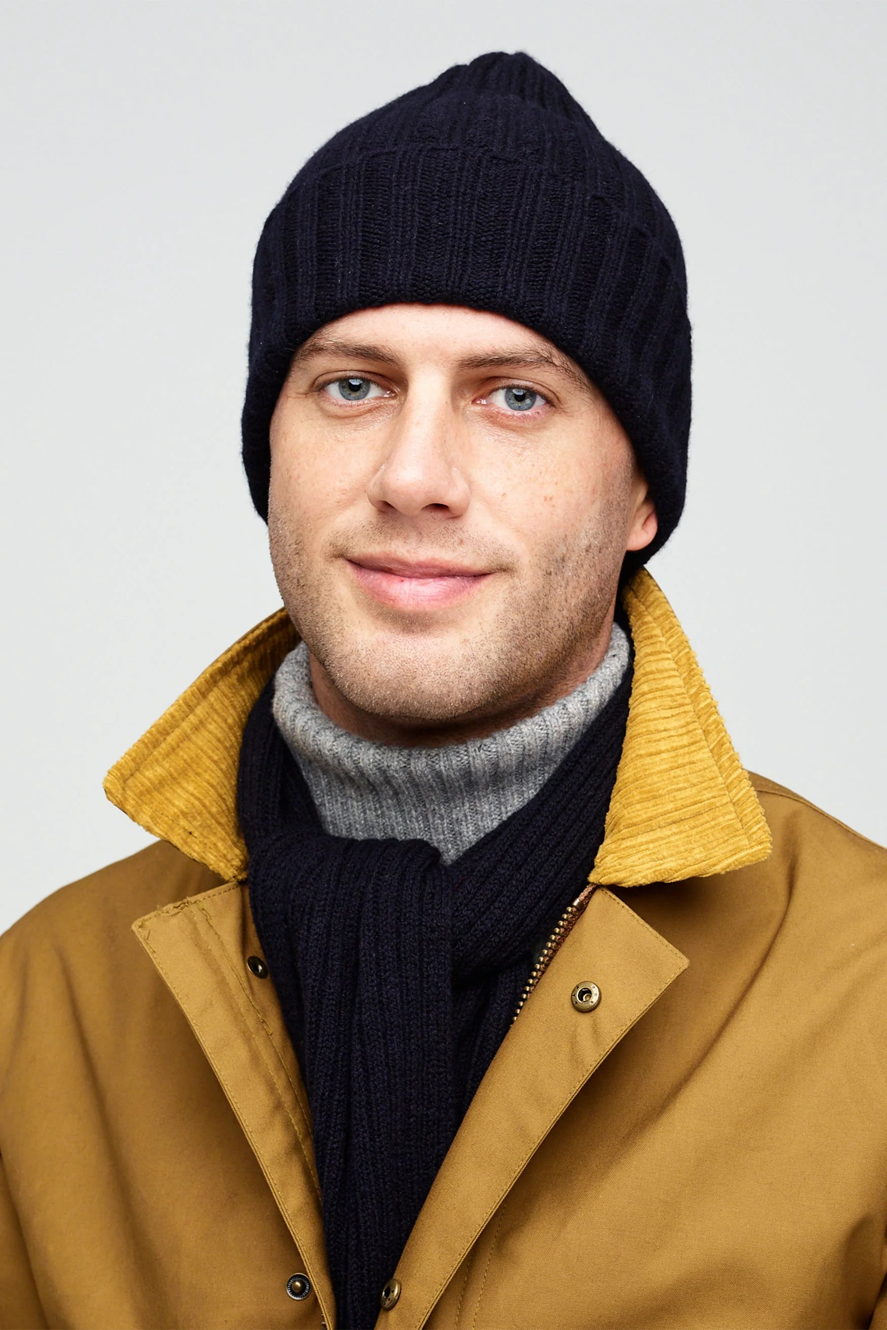 Lambswool Beanie Hat - Navy - Image 2