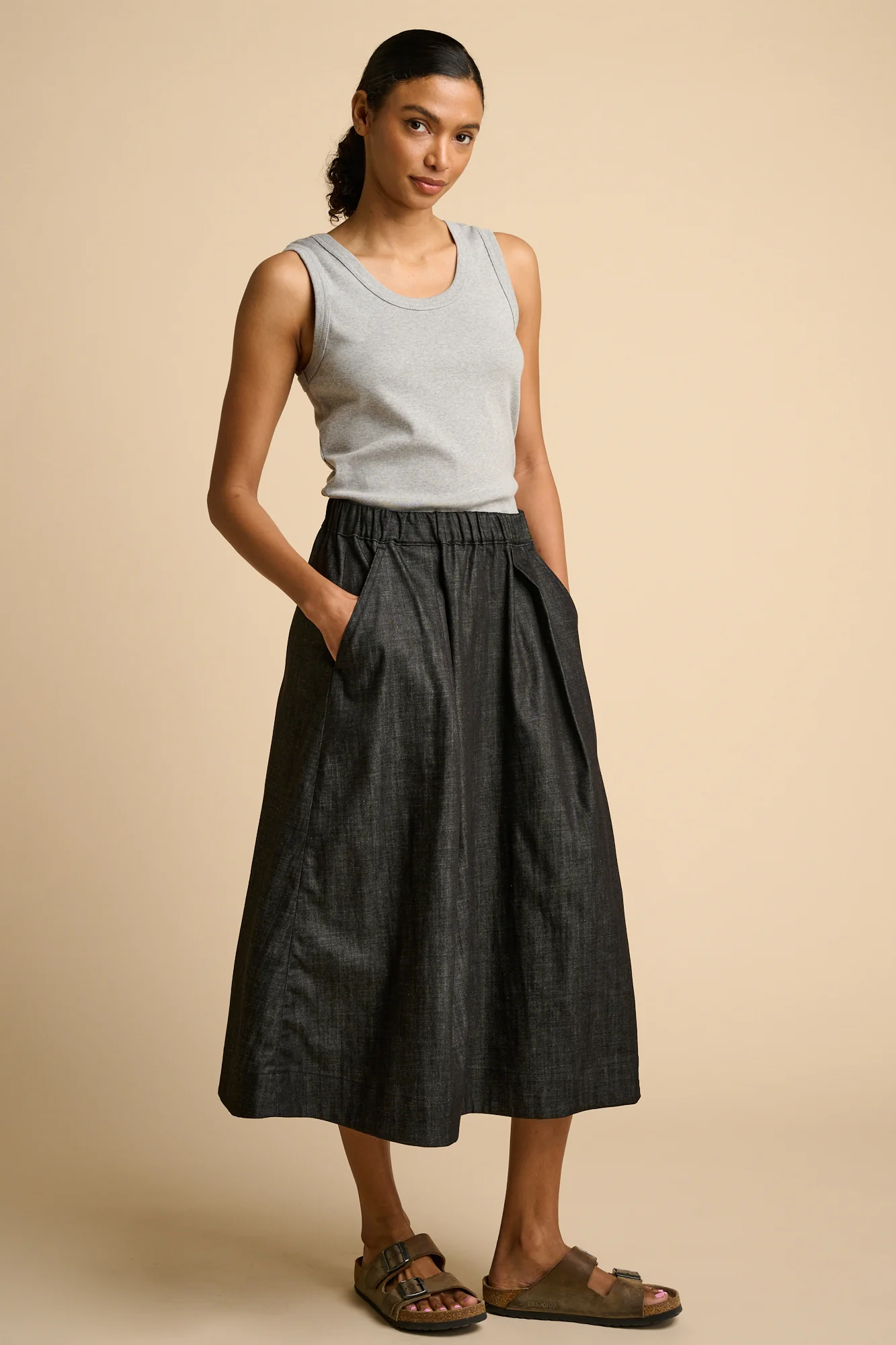 Lottie Full Denim Skirt - Black - Image 3