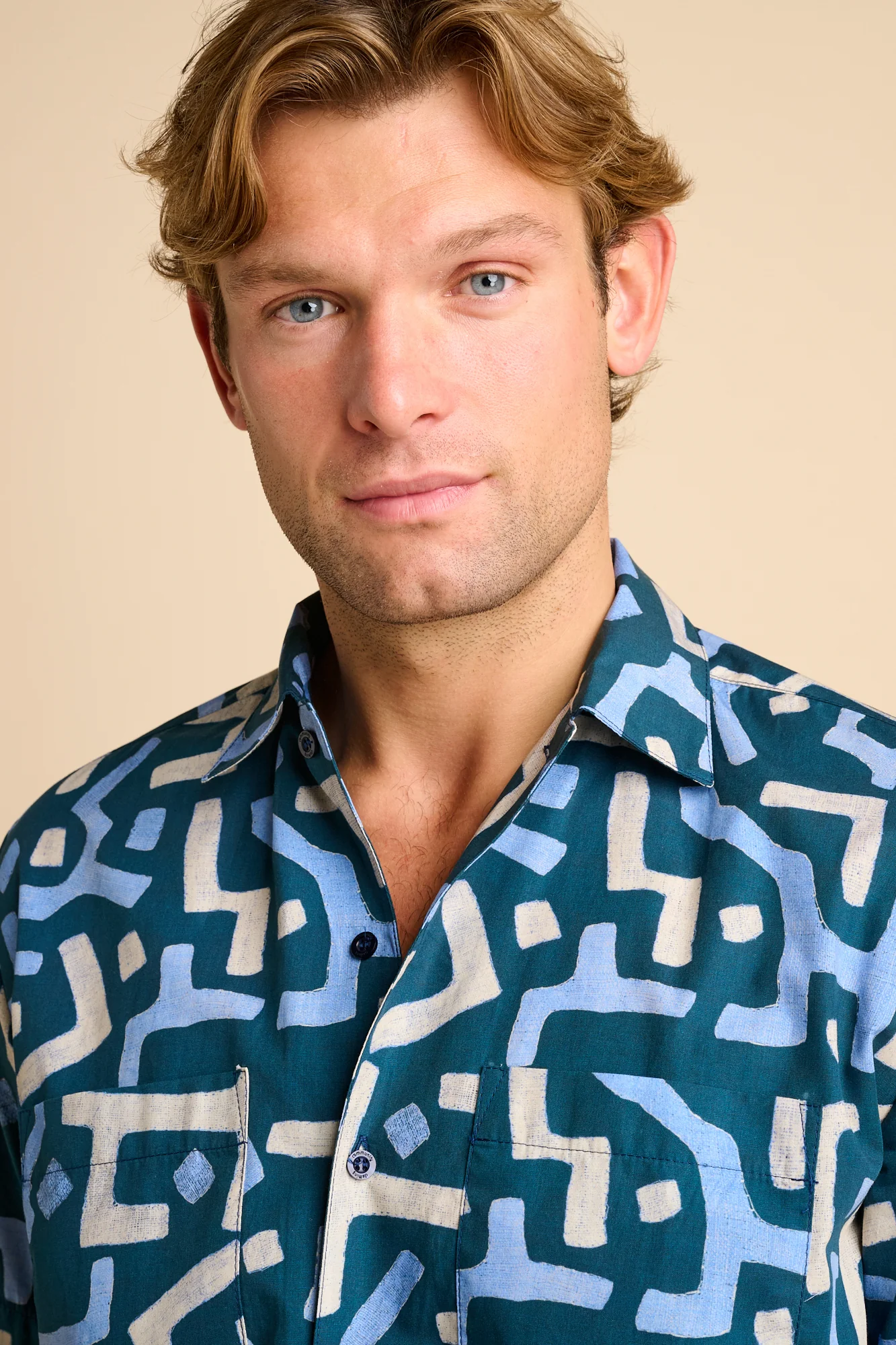 MARC KUBA SHORT SLEEVE BOWLING SHIRT - BLUE - Image 4