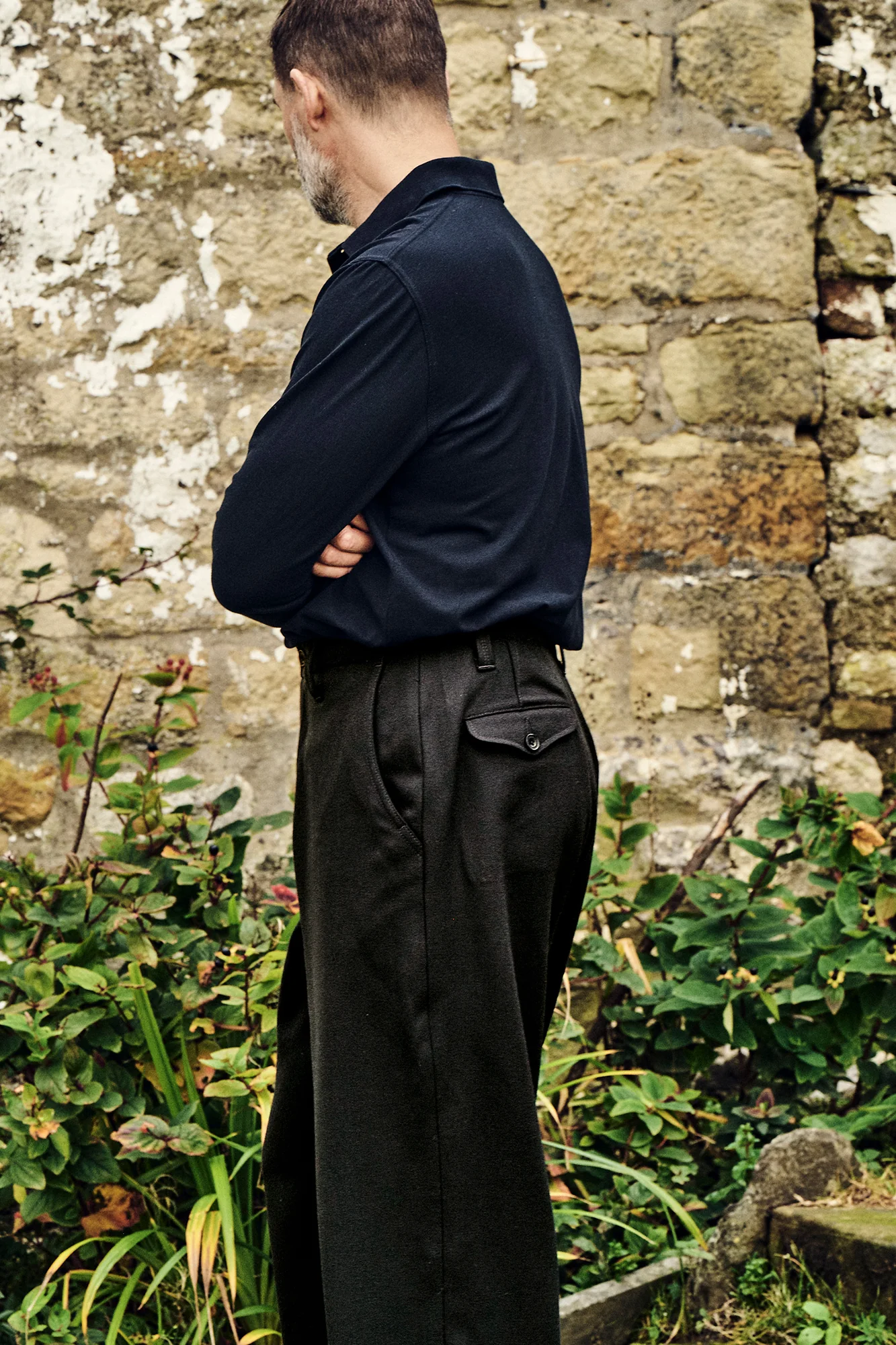 Mens Archie Wool Trousers - Black - Image 2