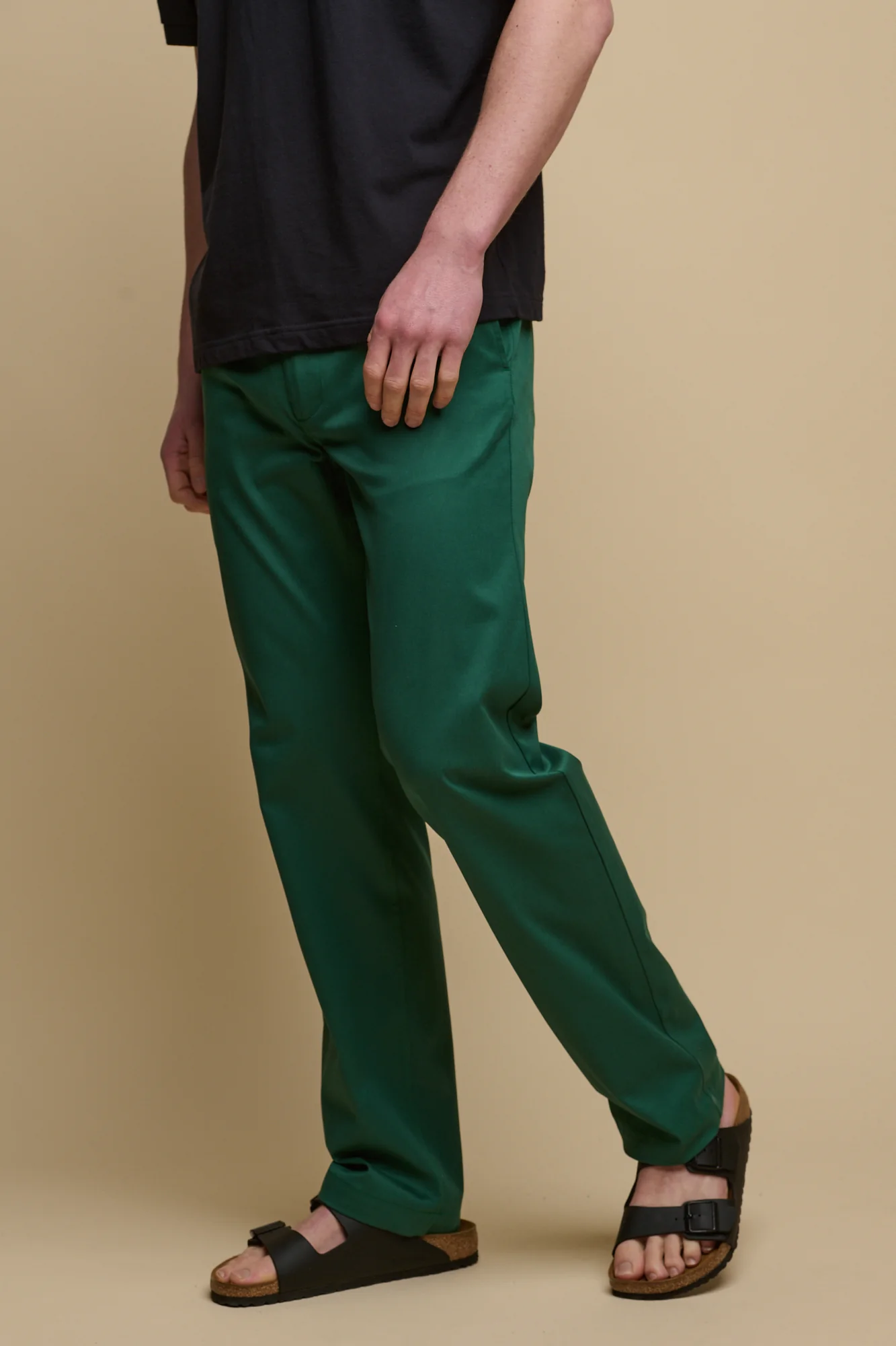 Men's Slim Lightweight Stretch Cotton Twill Chinos - Bottle Green - Image 3
