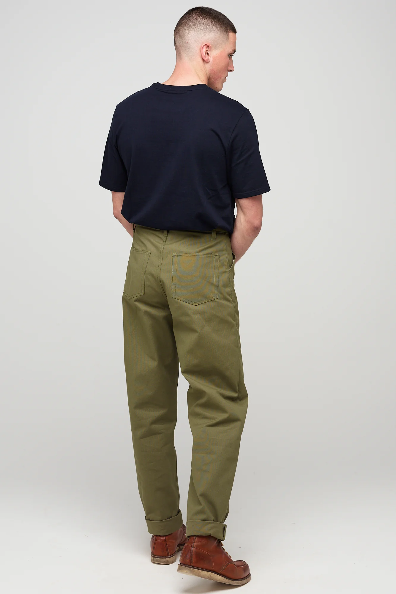 Mens Canvas Chore Trousers - Olive - Image 6