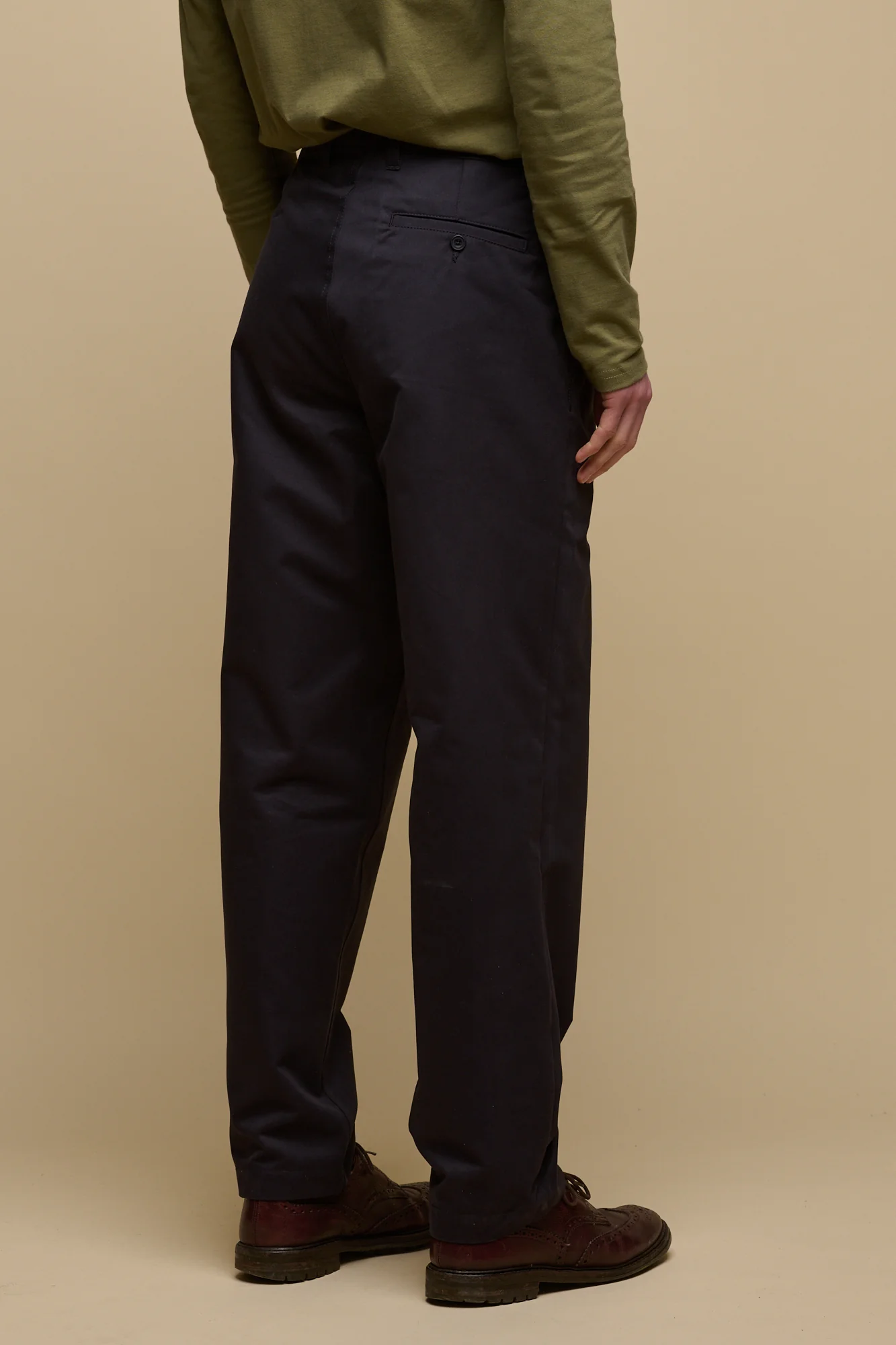 Men's Pleated Lightweight 100% Cotton Twill Chinos - Dark Navy - Image 2