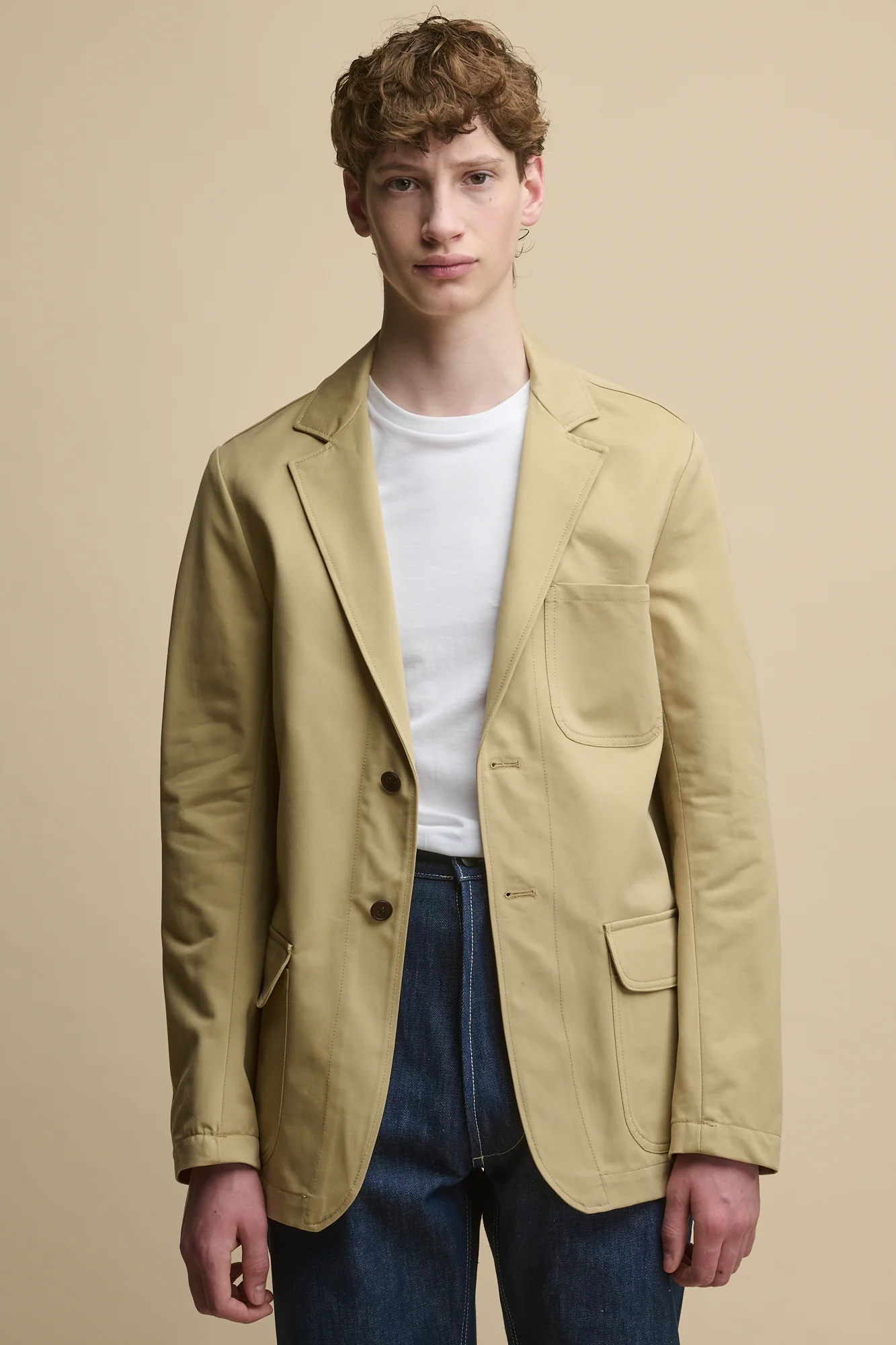 Men's James Single Breasted Blazer - Stone - Image 5