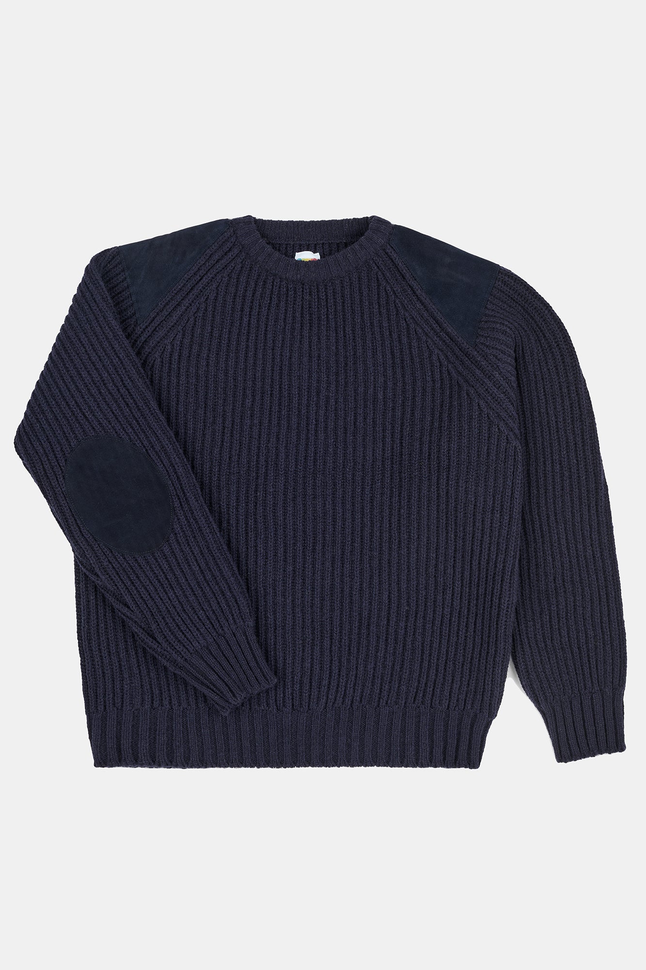 Men's Lambswool Fisherman Ribbed Jumper - Navy - Image 5
