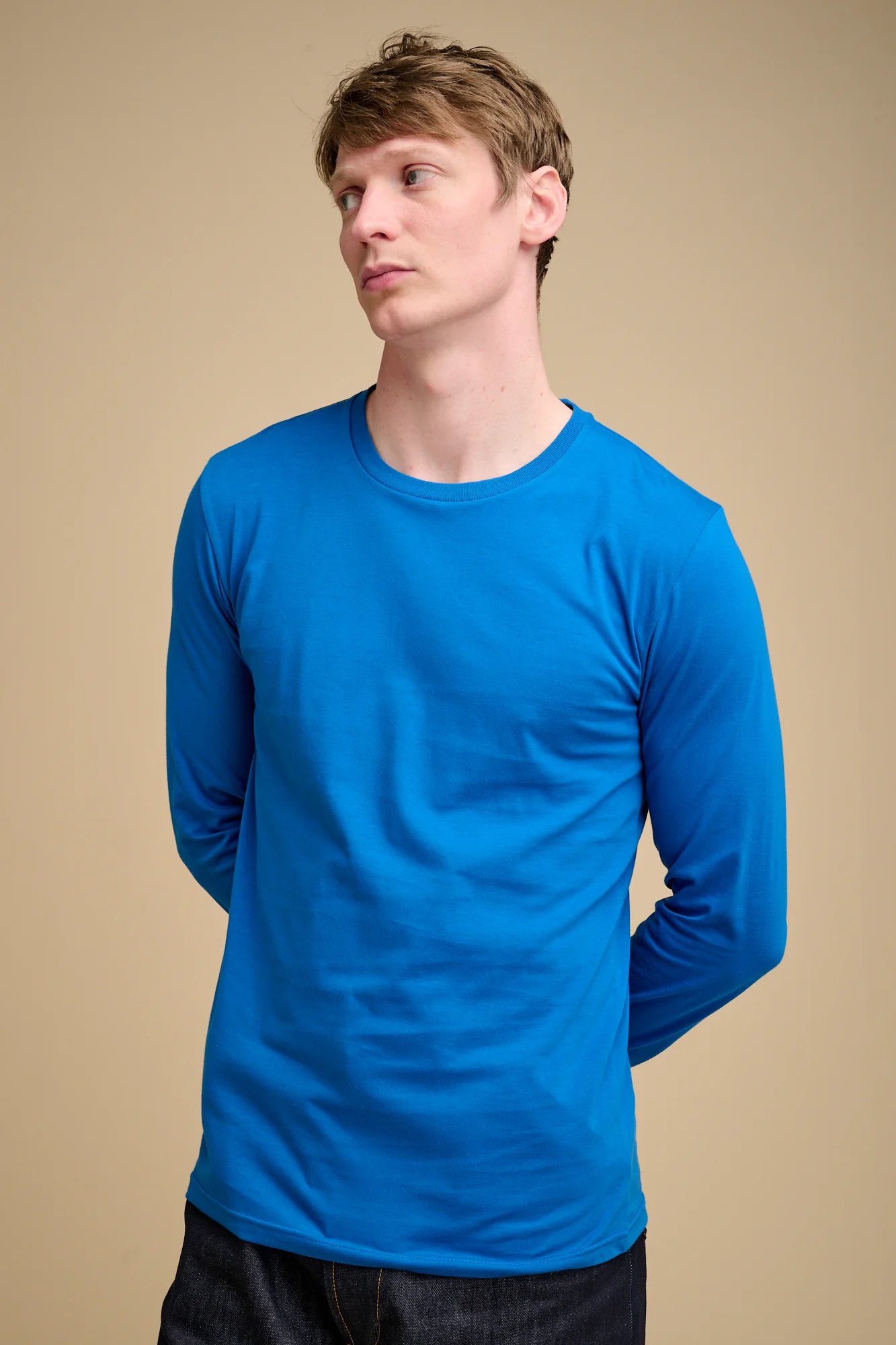 Men's Long Sleeve Plastic Free T Shirt- Cobalt