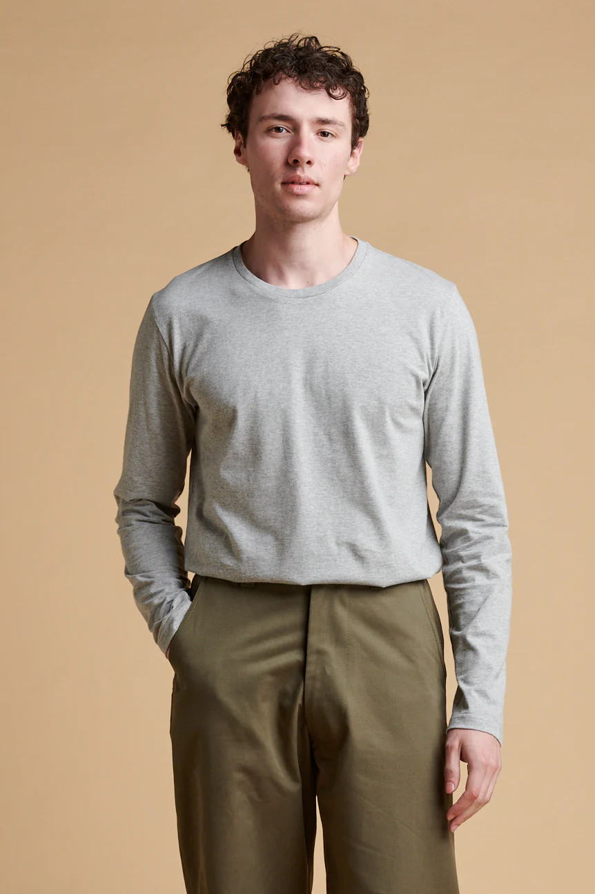 Men's Long Sleeve T Shirt - Grey Marl - Image 3