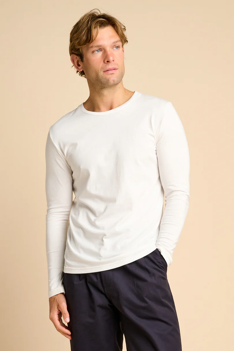 Men's Long Sleeve T Shirt Plastic Free - Bone - Image 2