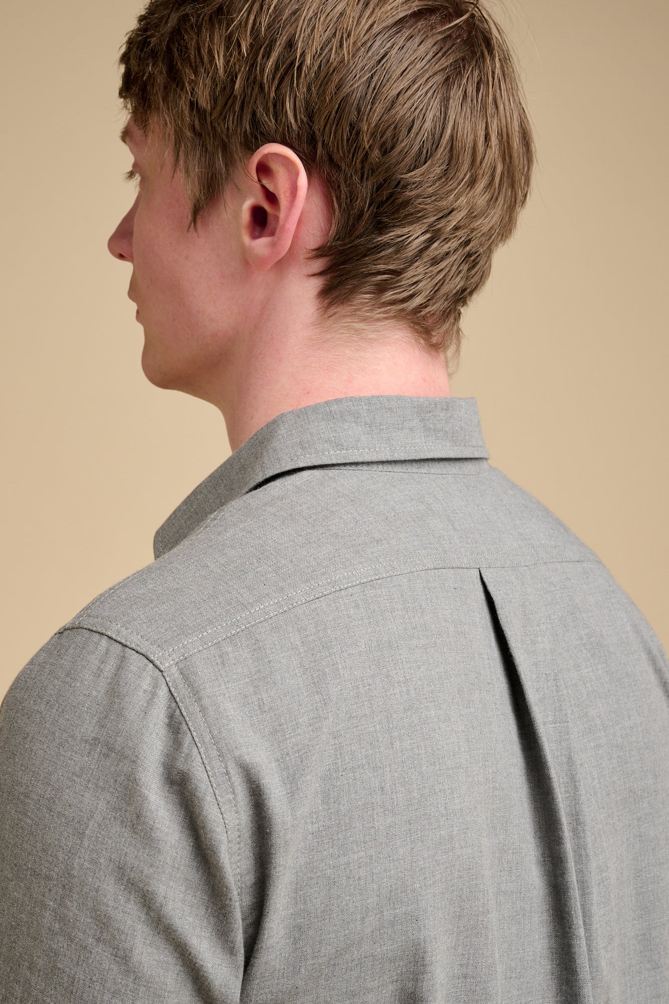 Mens Oli Half Placket Brushed Ctn Shirt - Grey - Image 2