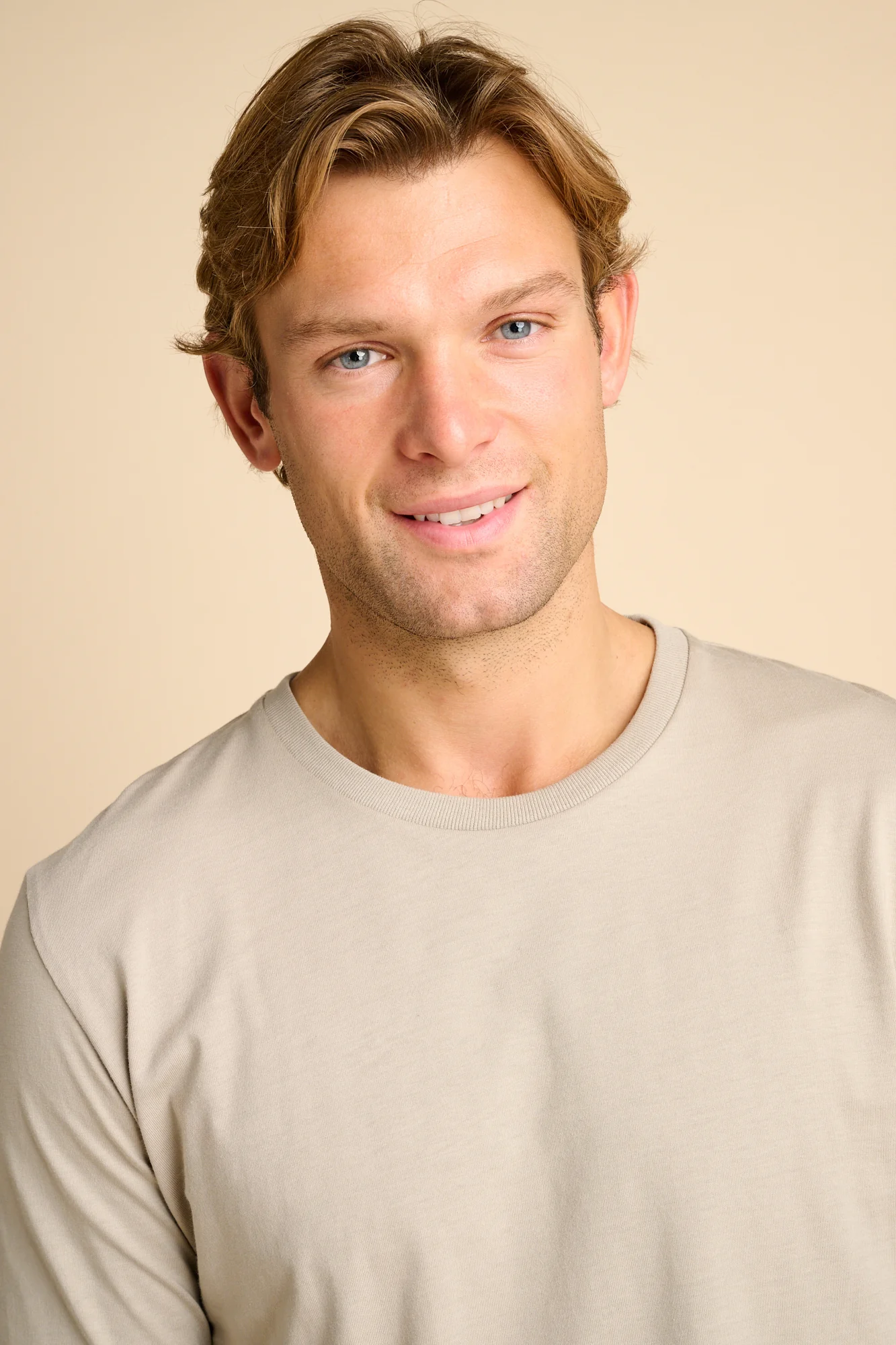 Mens Plastic Free Long Sleeve T Shirt - Stone - Image 2