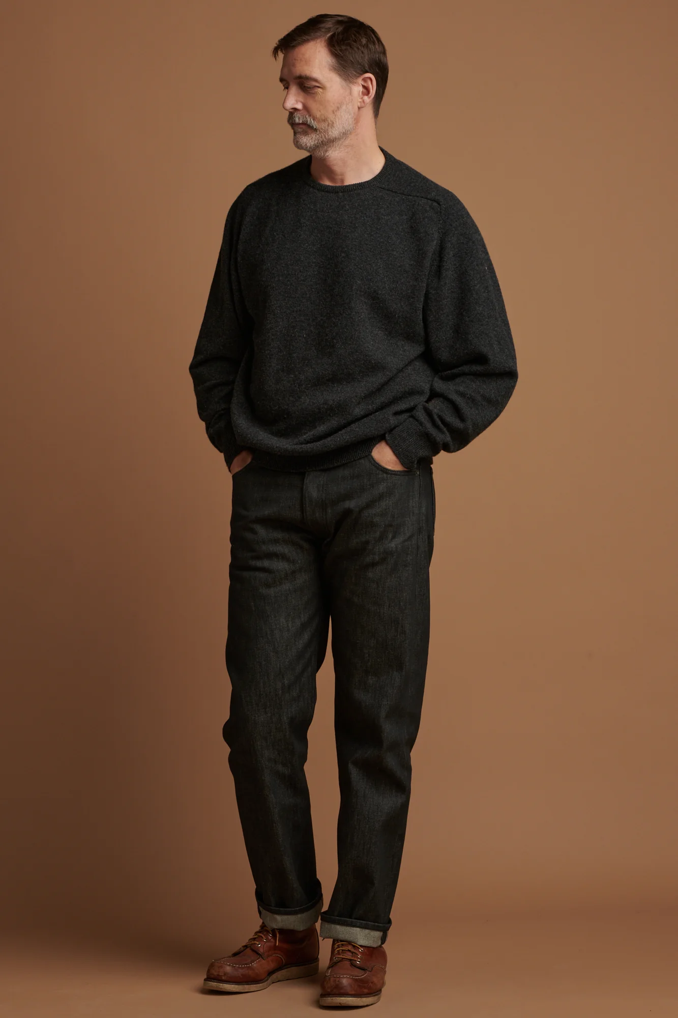 Men's Selvedge Loose Fit Button Fly Arran Jean-Blk - Image 2