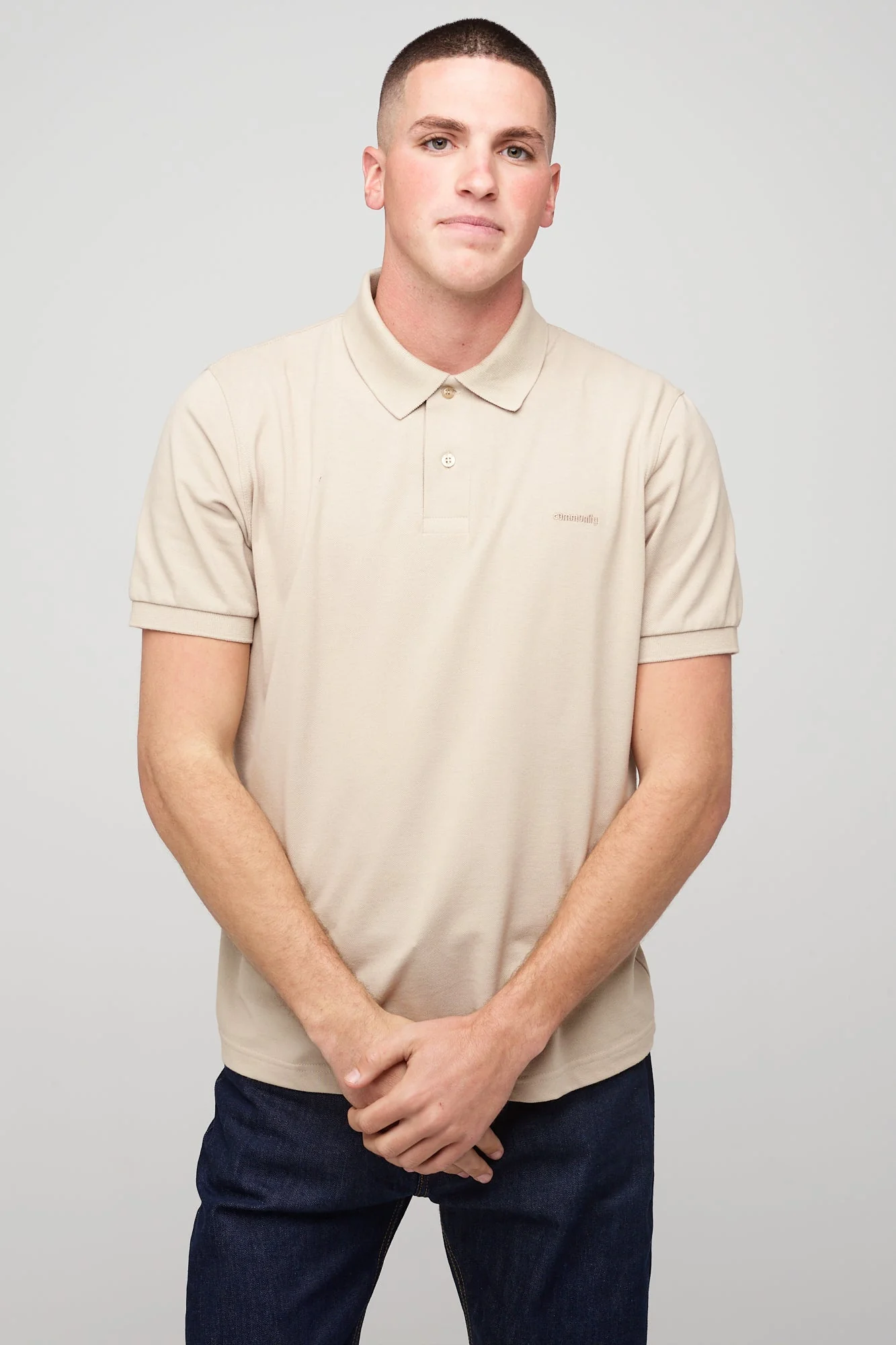 Men's Short Sleeve Polo Shirt - Stone - Image 3