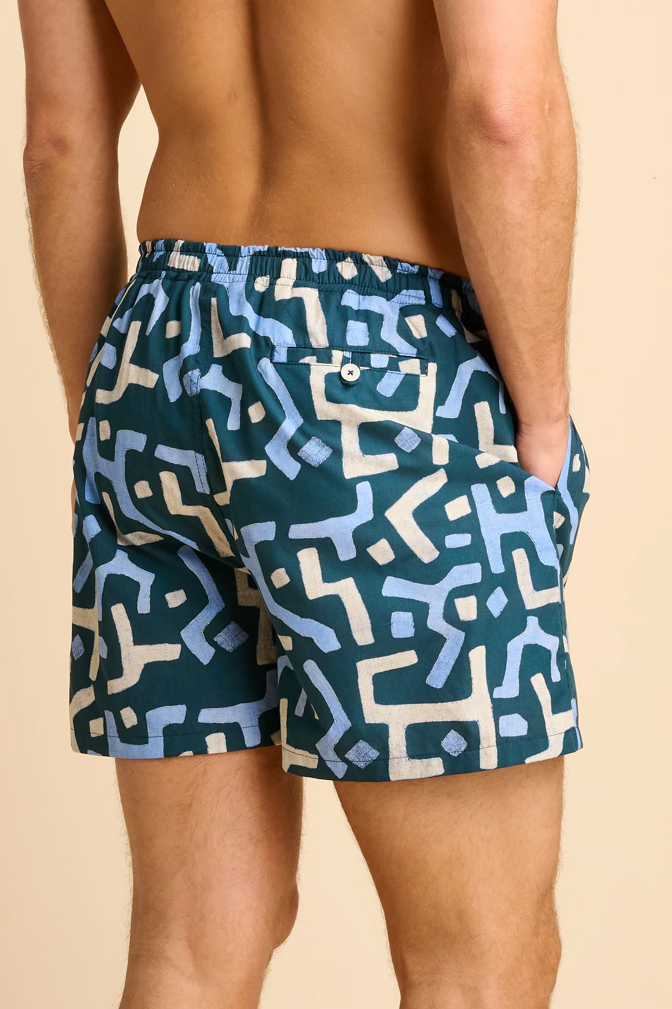 Mens Wilkie Kuba Print Swim Short - Blue - Image 2