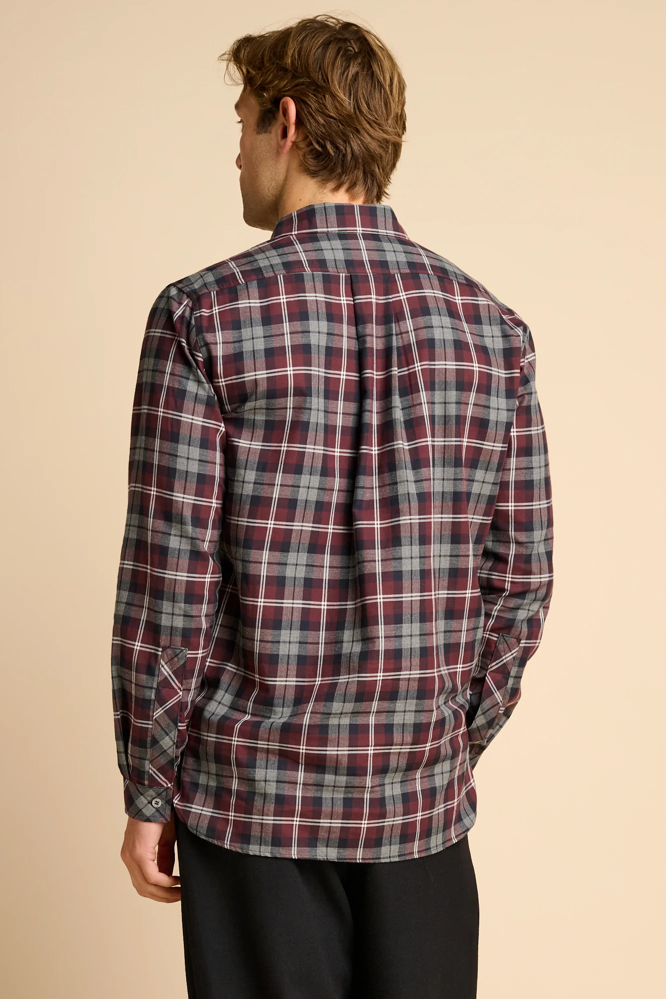Oli Half Placket Cotton Shirt Red Multi Check - Image 2