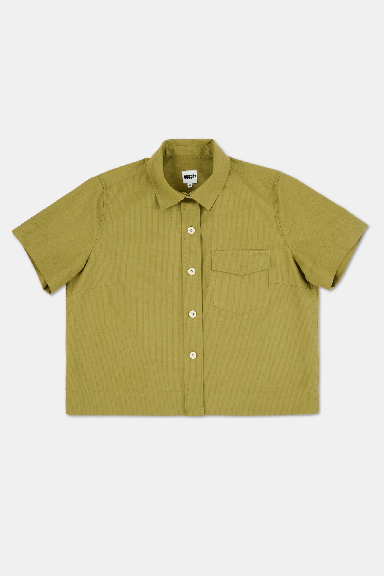 Penny Cropped Shirt Cotton Hemp - Light Olive - Image 6