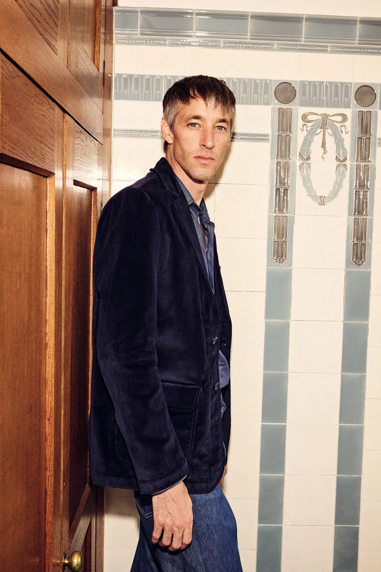 Single Breasted Corduroy James Blazer Navy
