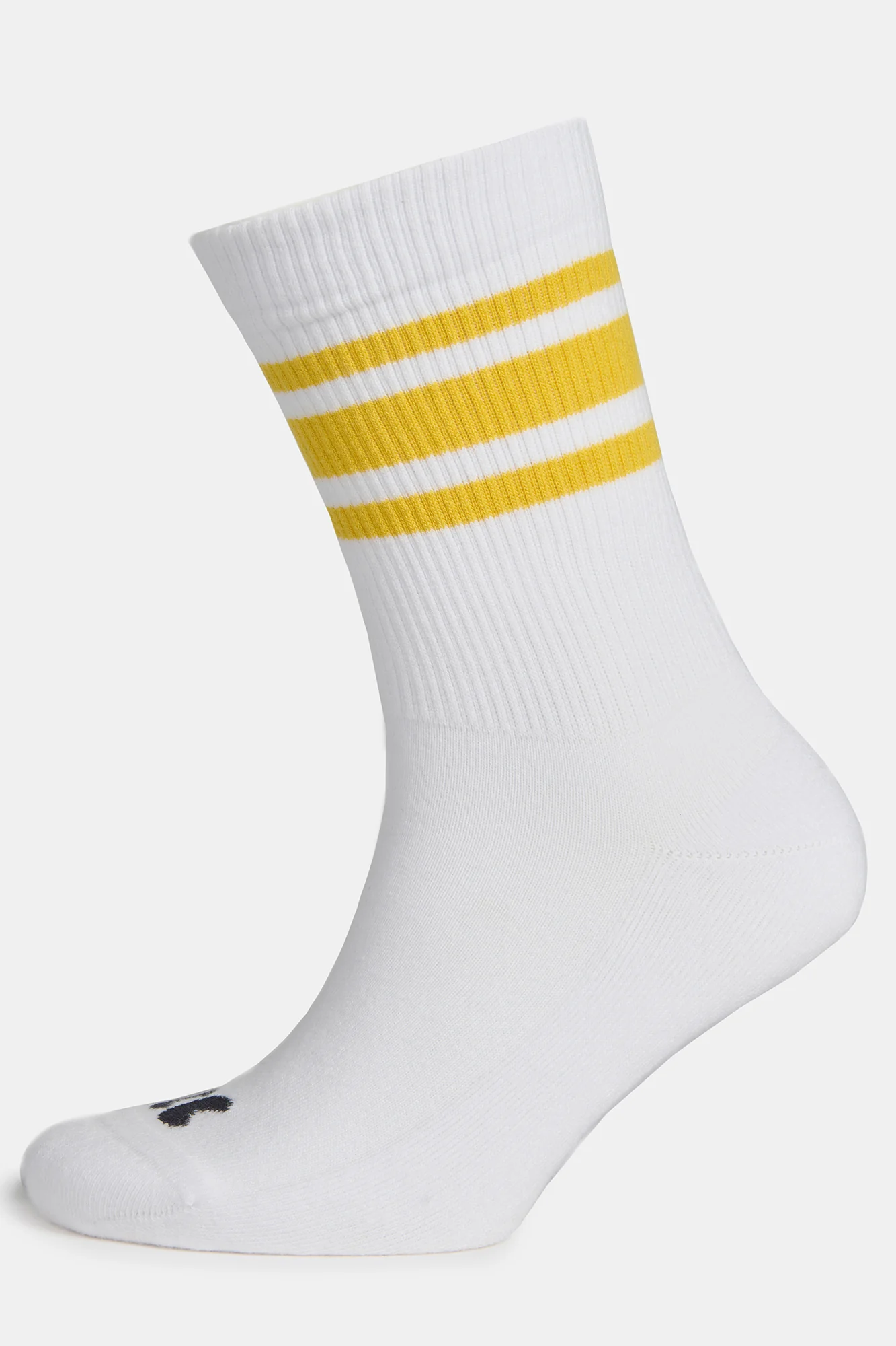 Sports Cotton Sock Calf 3 Pack - White/Canary Yellow Stripe - Image 2