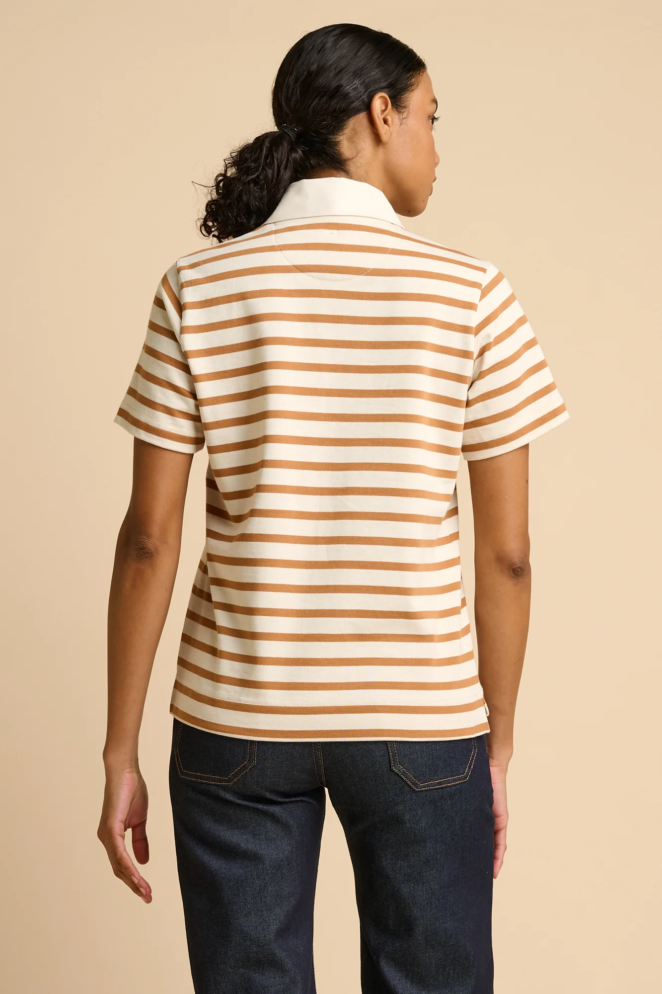WOMENS BRETON GYM TOP - ECRU/TOBACCO - Image 2