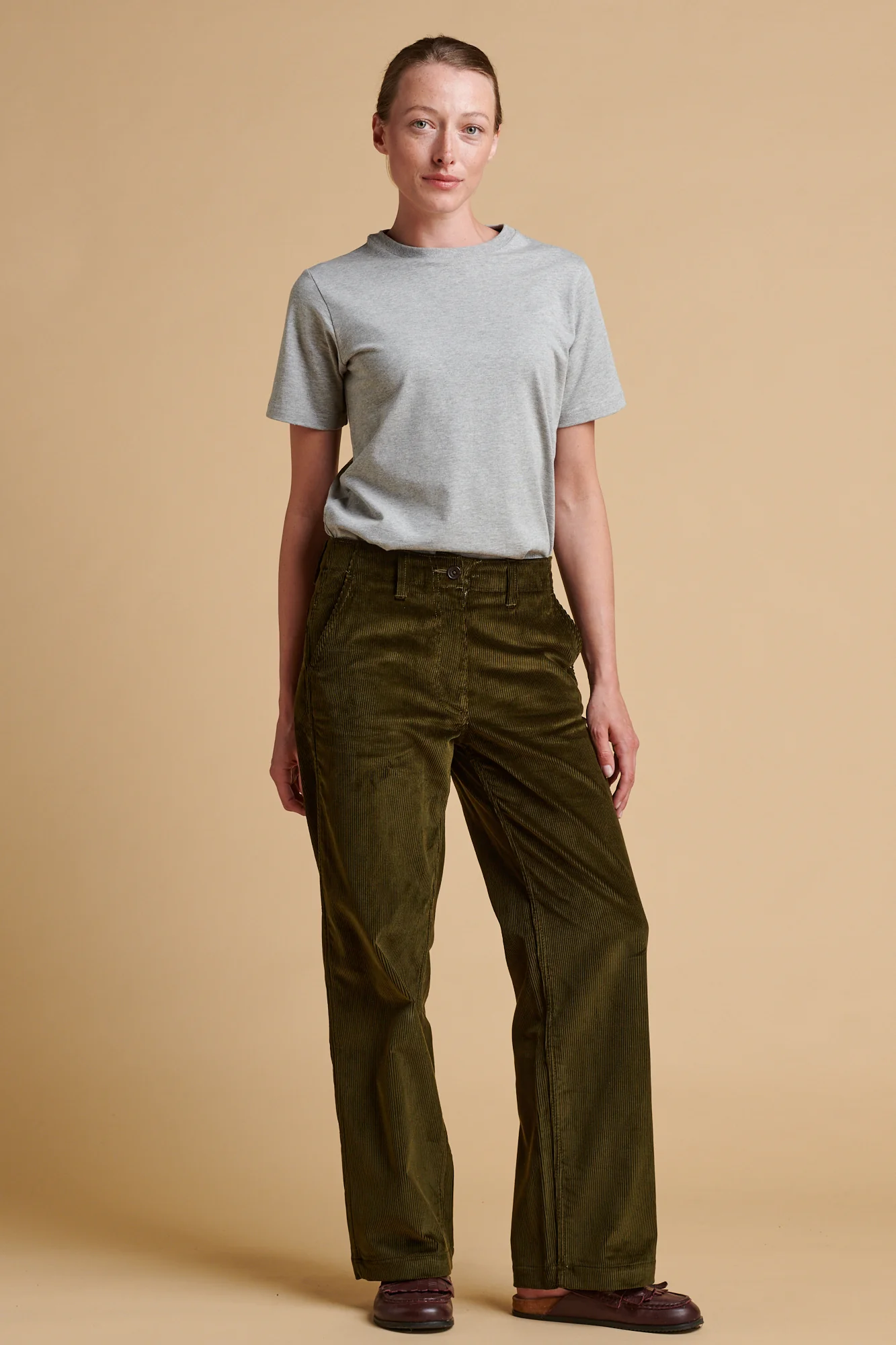 Women's Corduroy Work Trousers - Olive