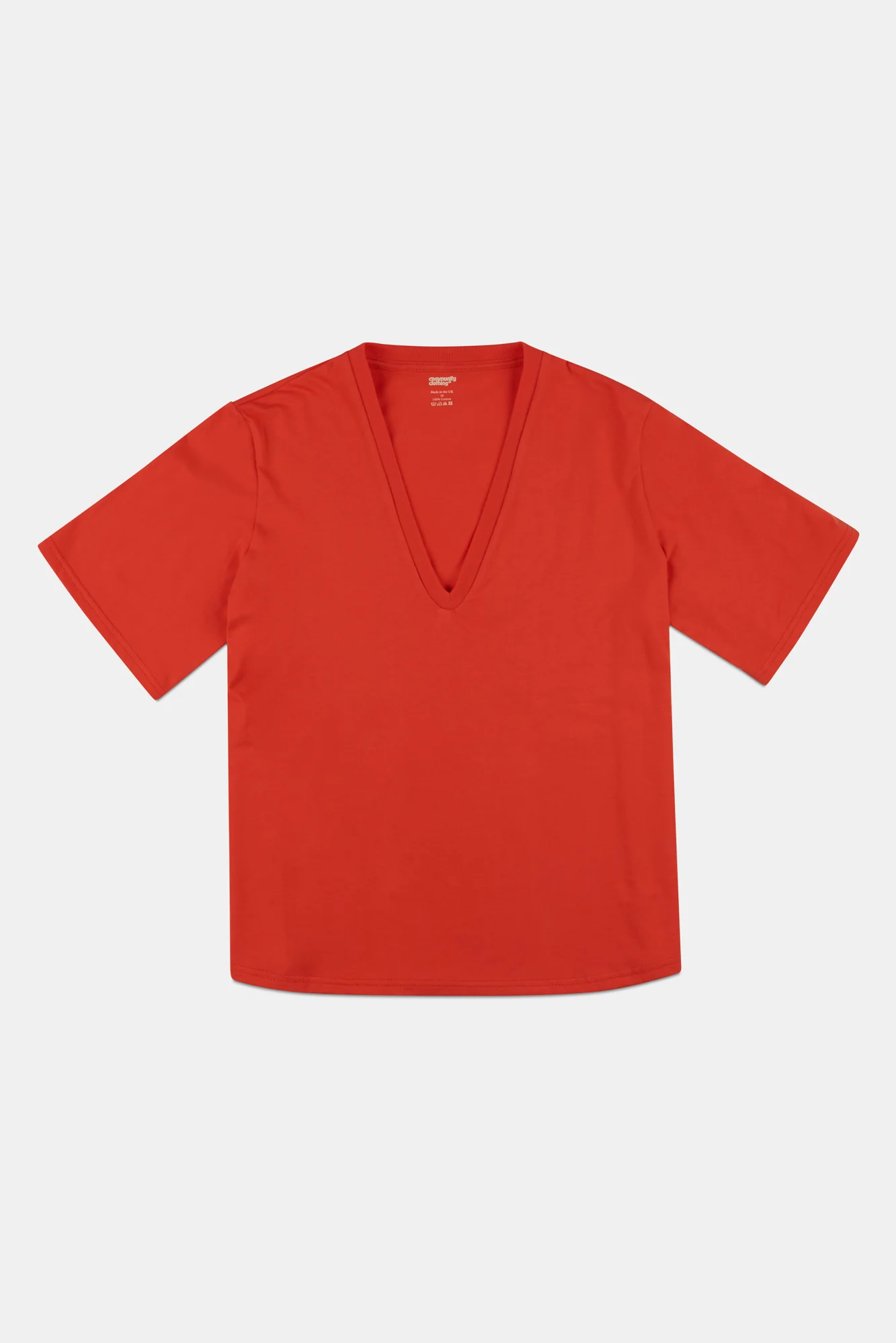 Women's Short Sleeve V Neck T Shirt - Flame Red - Image 4