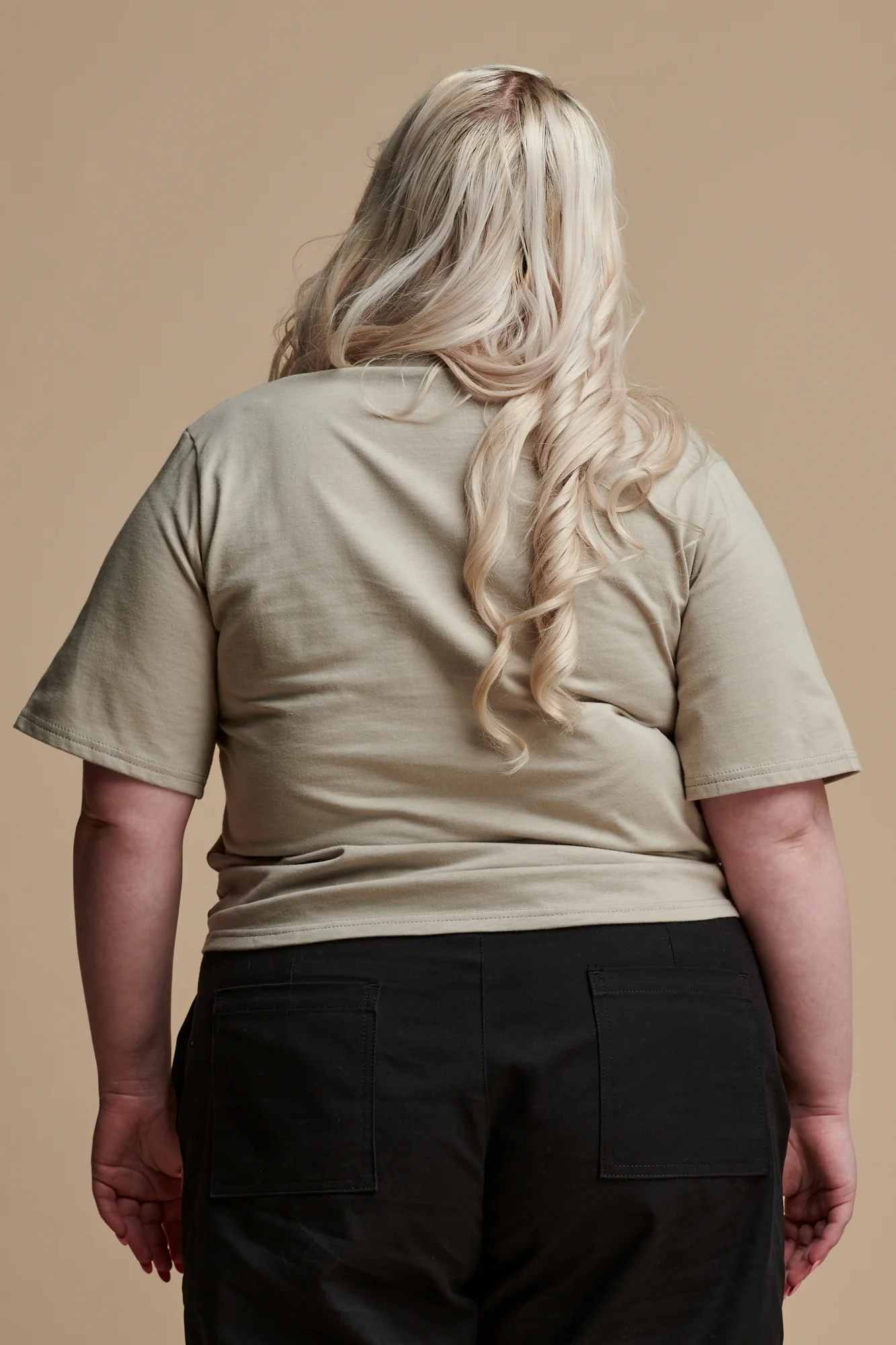 Women's Short Sleeve V Neck T Shirt - Stone - Image 2