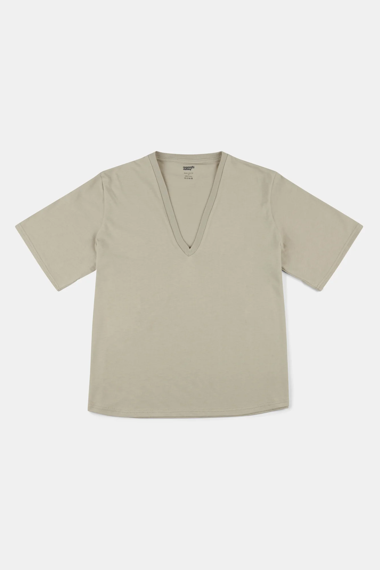 Women's Short Sleeve V Neck T Shirt - Stone - Image 4