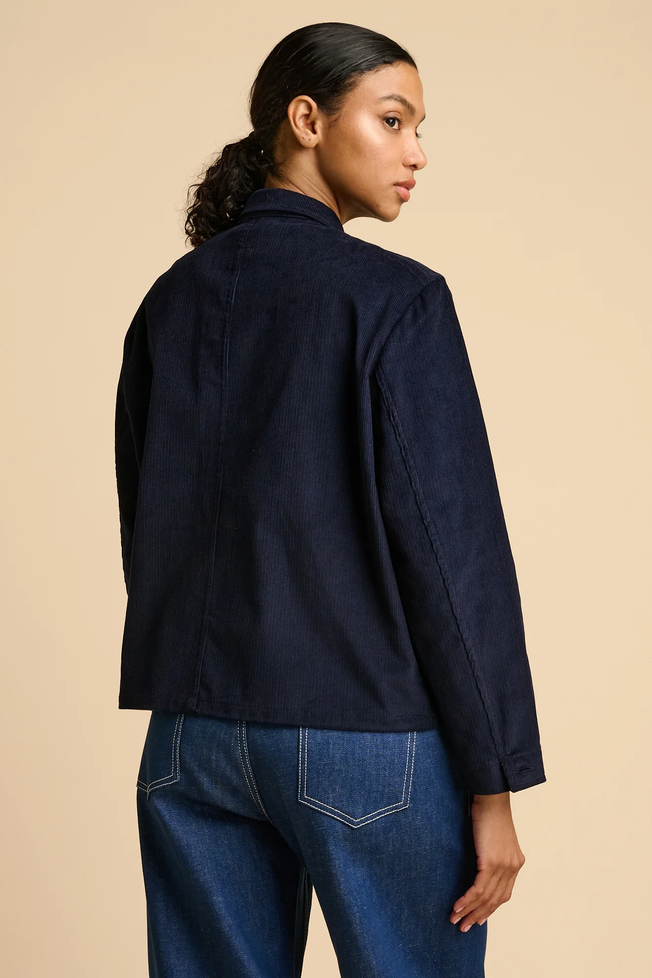 Womens Elena Corduroy Overshirt - Navy - Image 3