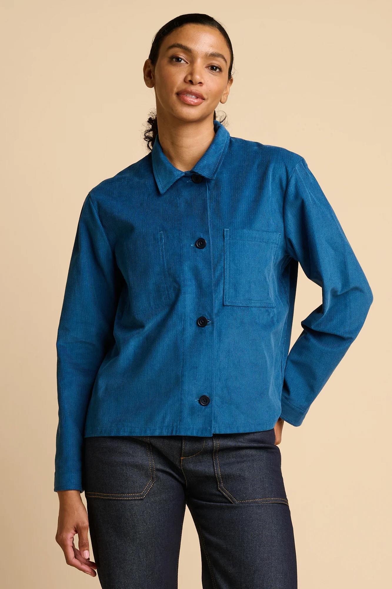 Womens Elena Corduroy Overshirt - Teal - Image 2