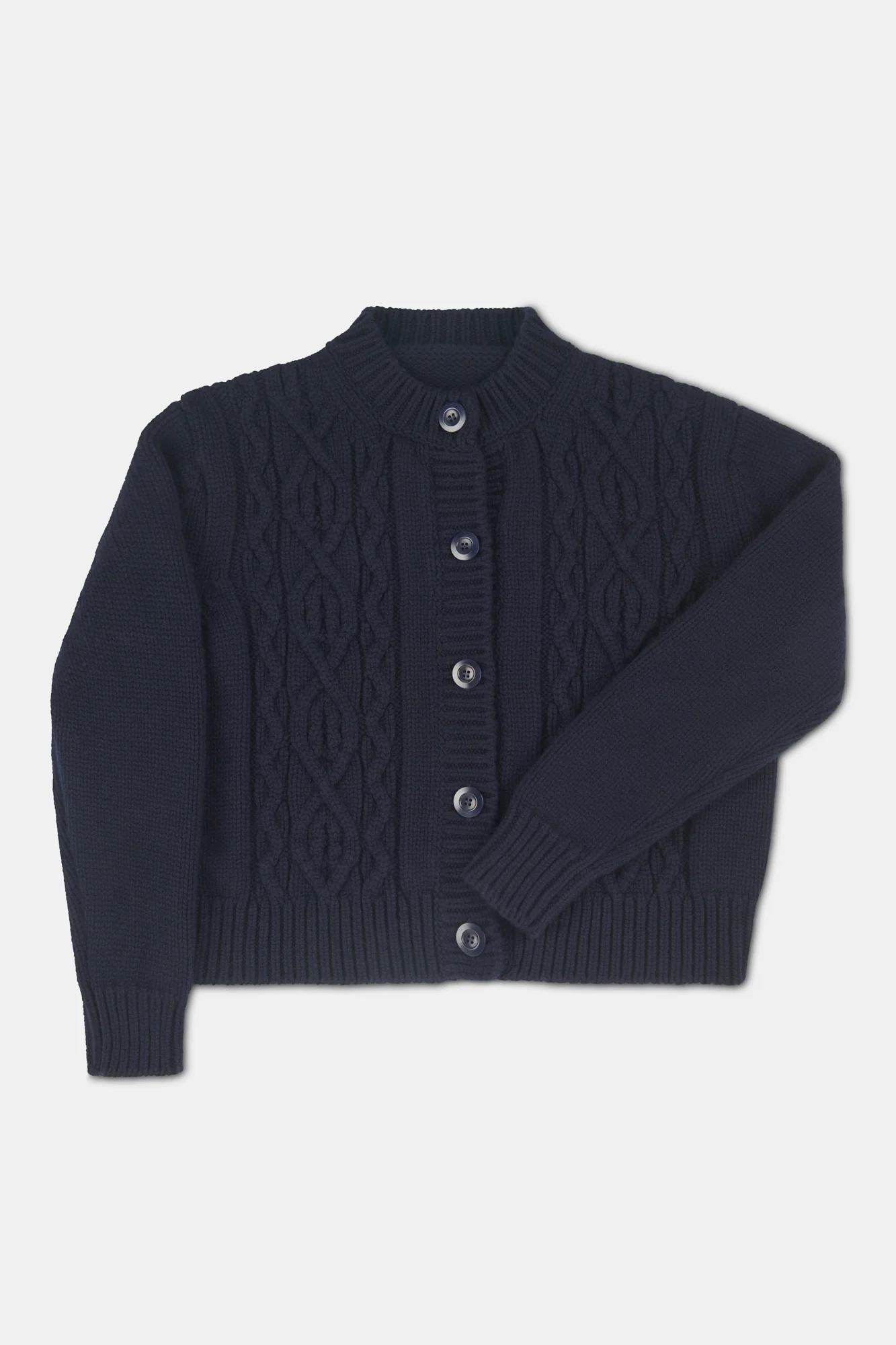 Women's Heavy Cable Cardigan Navy - Image 6