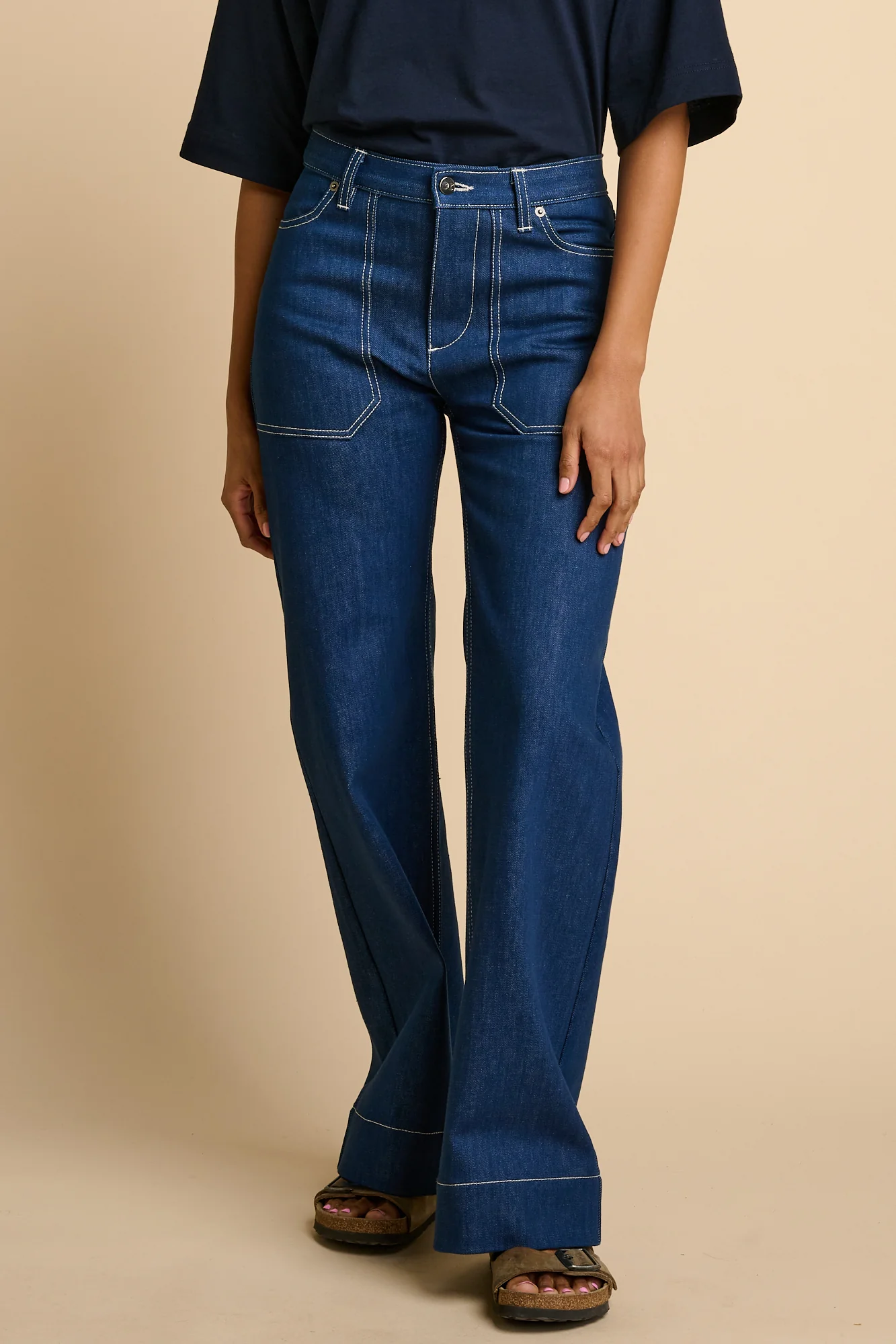 Womens High Rise Wide Leg Linda Jean - Blue