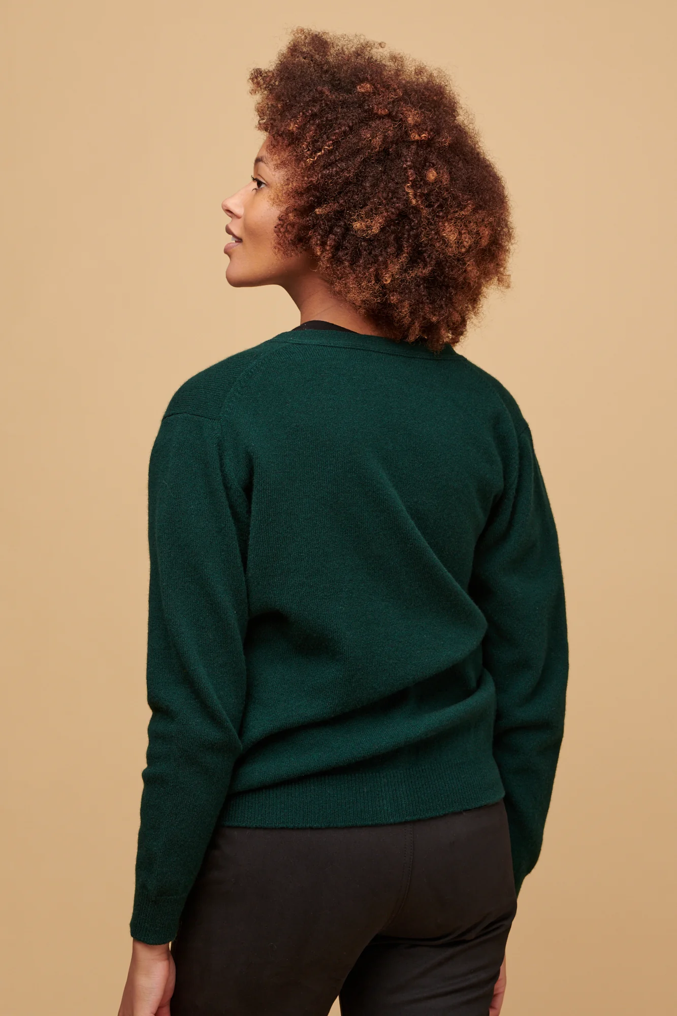 Women's Lambswool Cardigan - Bottle Green - Image 2