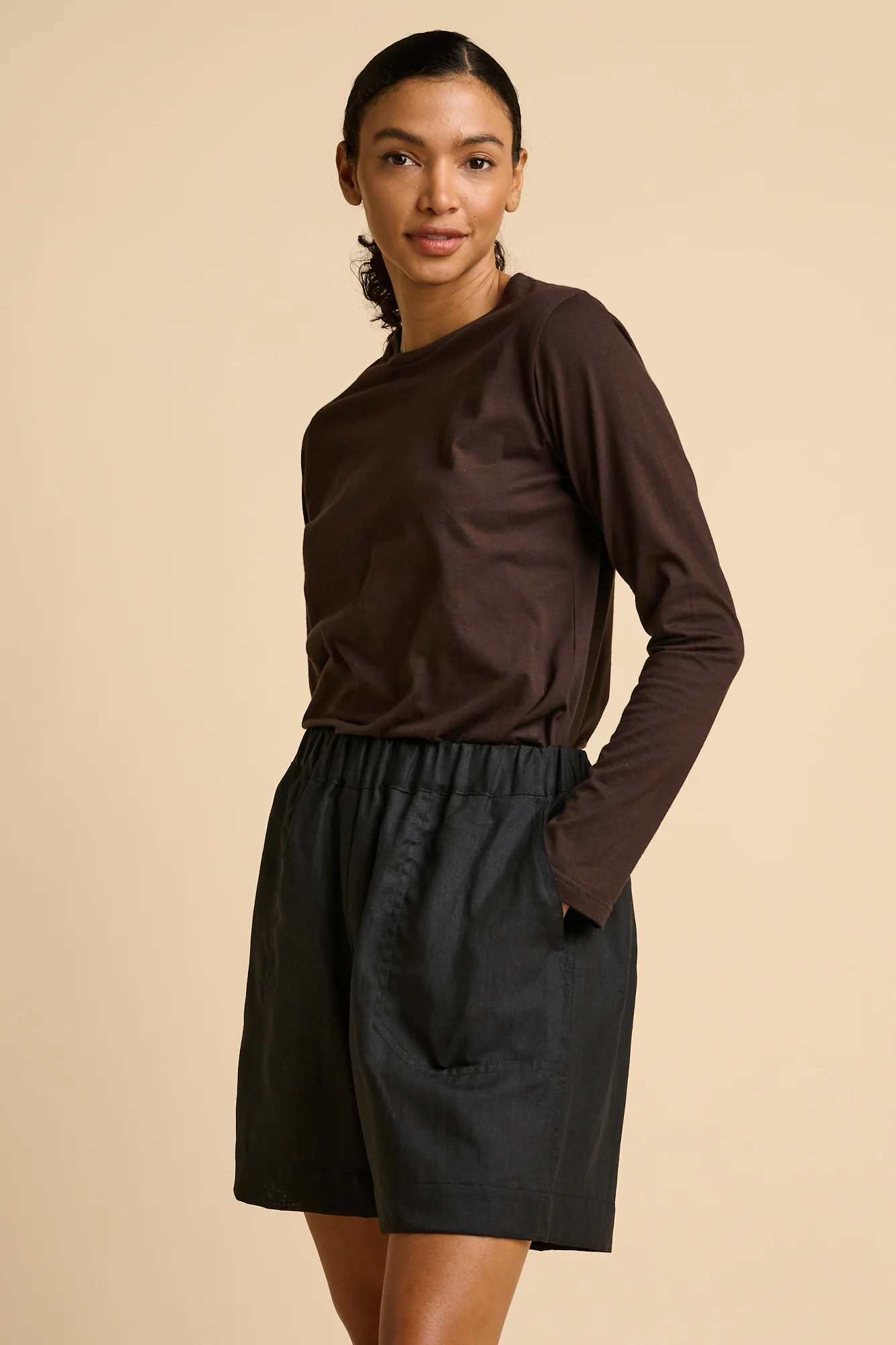 Women's Long Sleeve T-Shirt - Chocolate