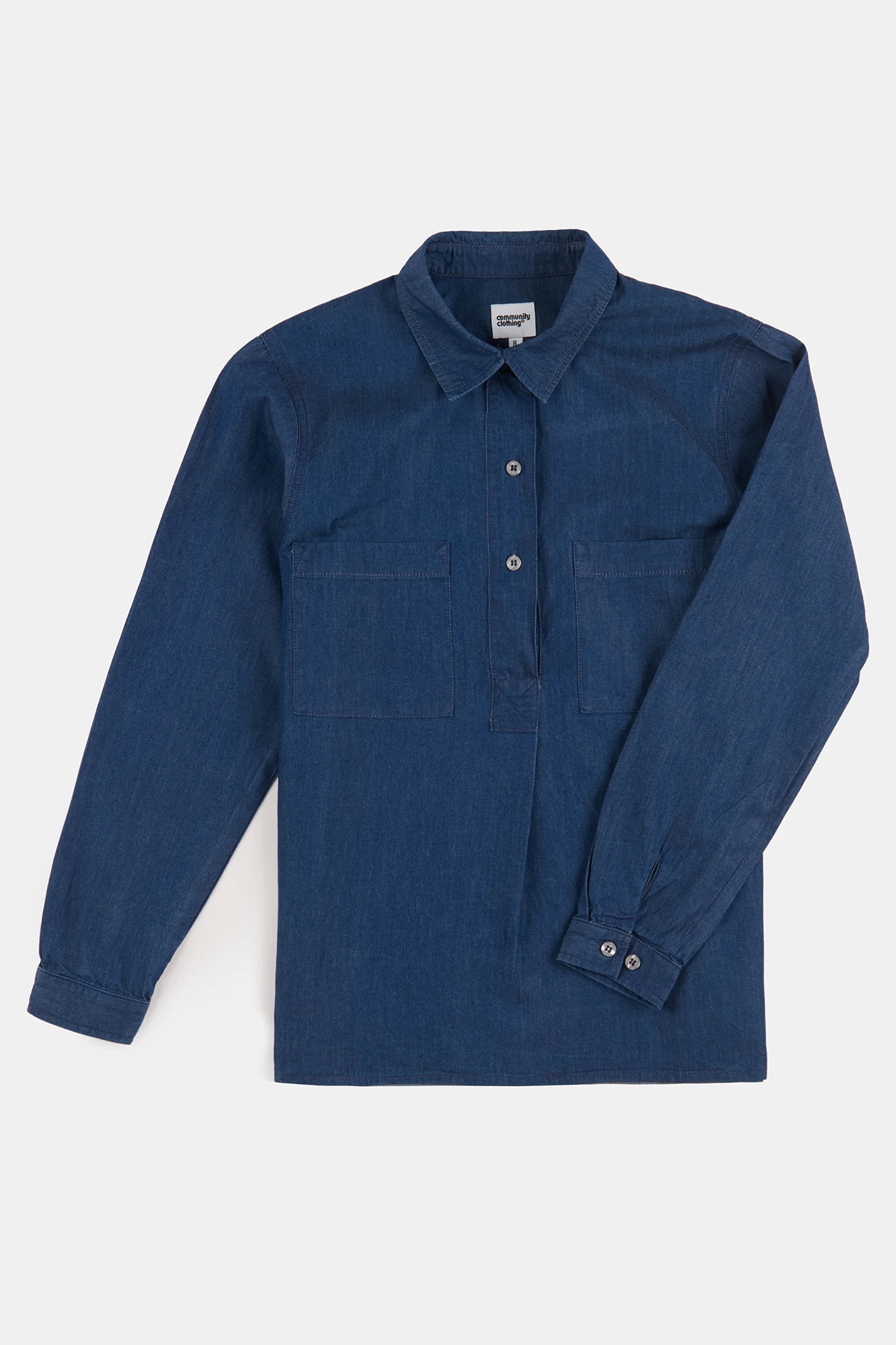 Women's Olivia Half Placket Lightweight Denim Shirt - Indigo - Image 5
