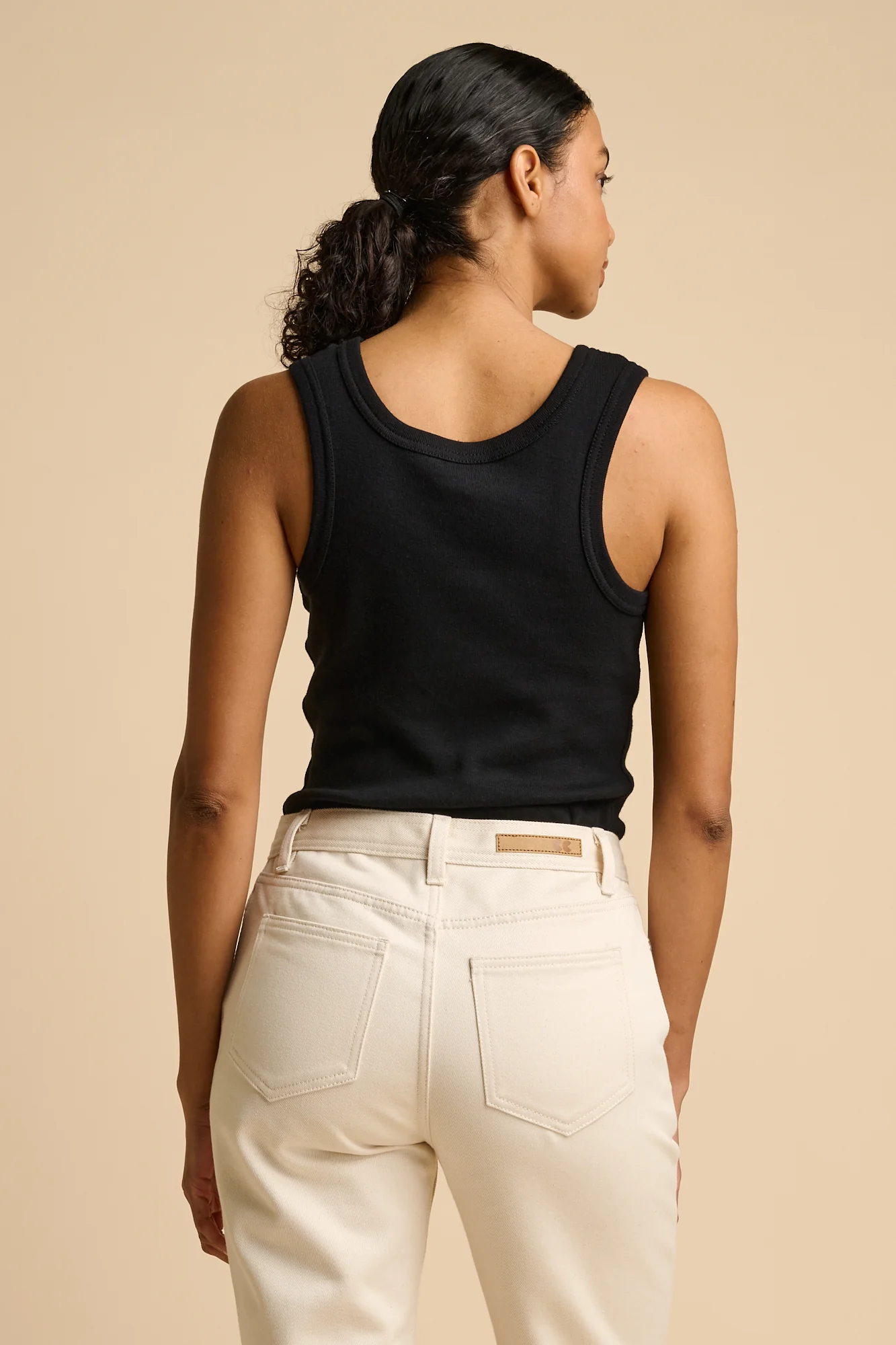 Womens Plastic Free Ribbed Vest - Black - Image 3