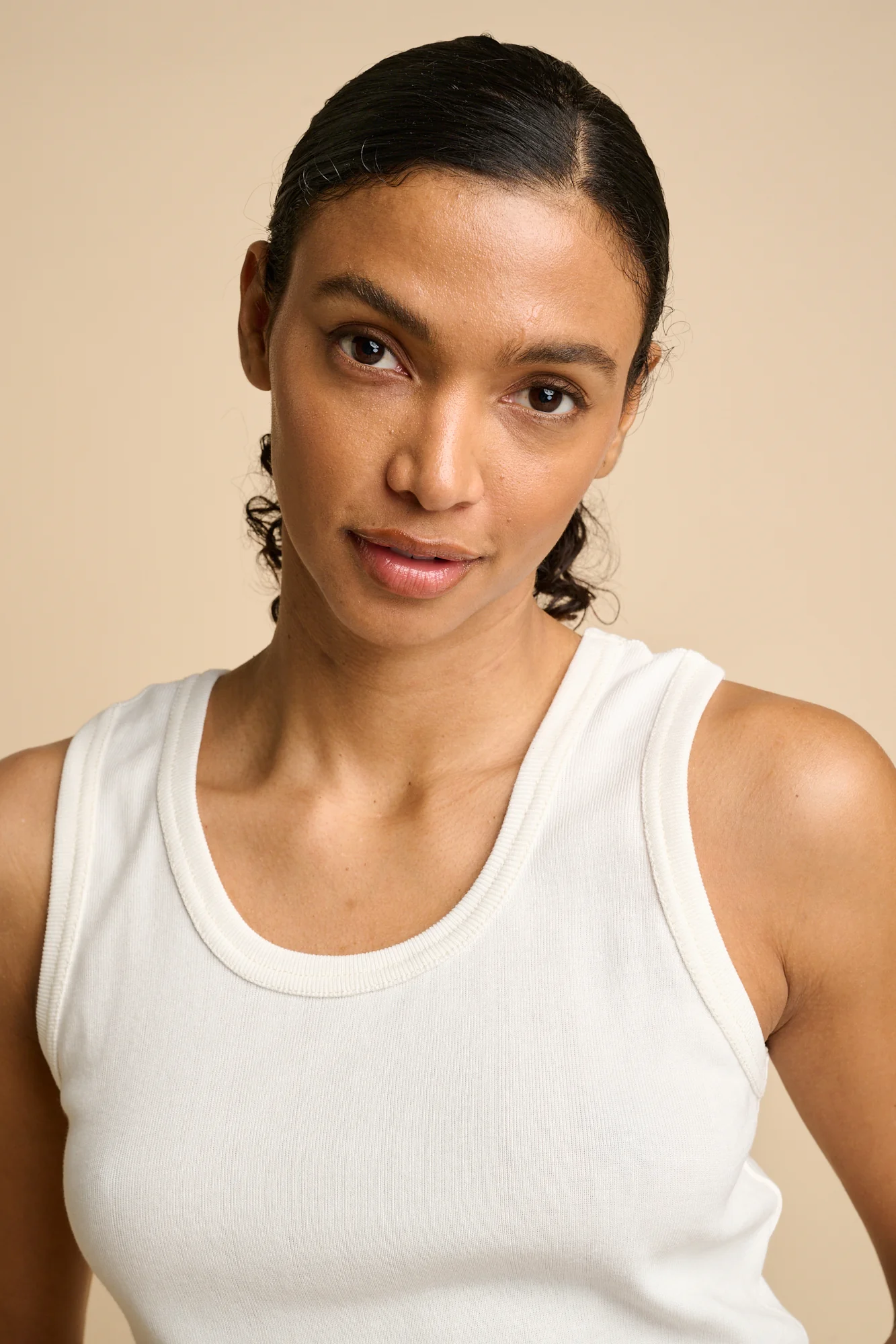Womens Plastic Free Ribbed Vest - Bone - Image 3