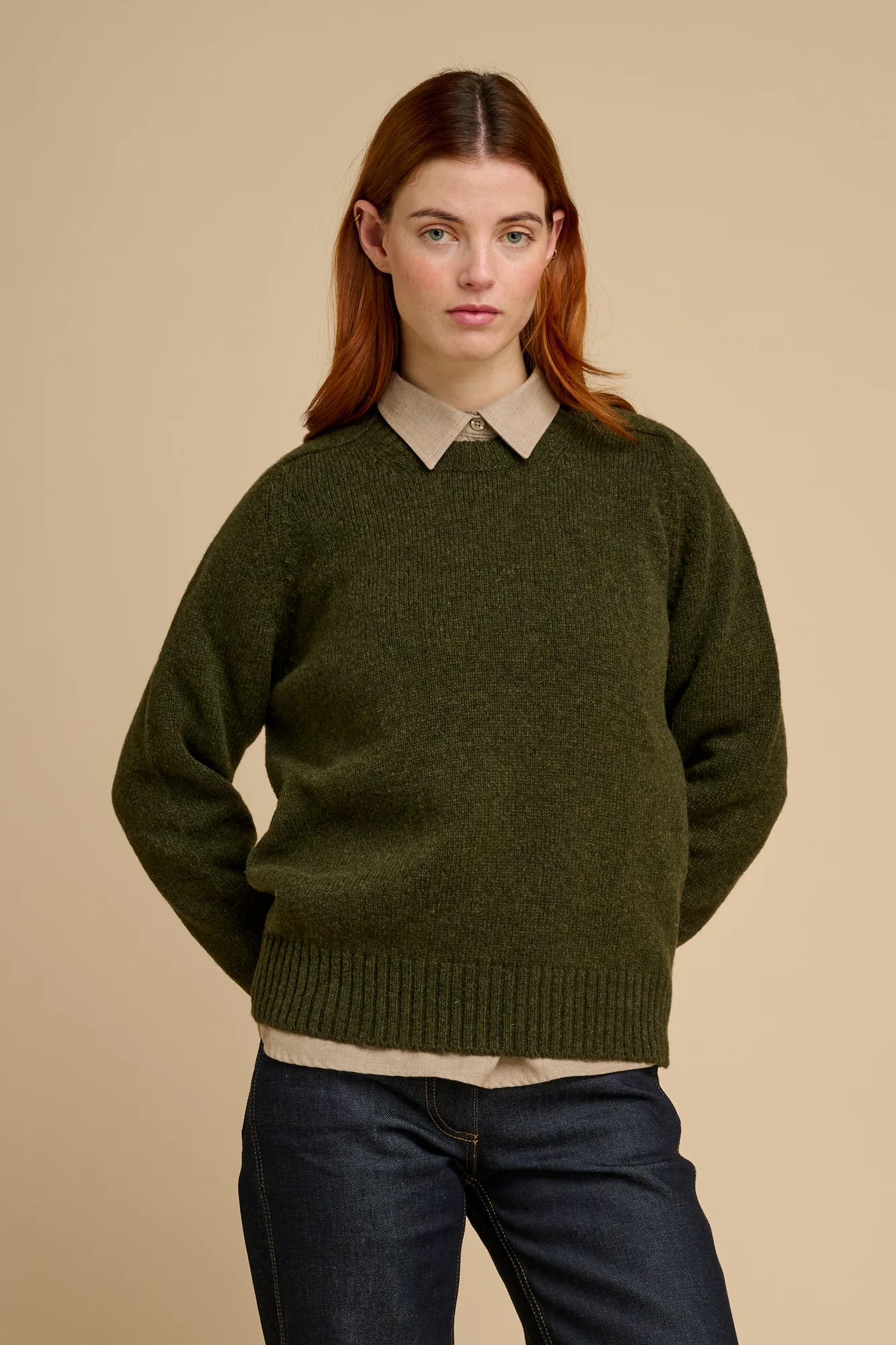 Women's Shetland Jumper - Olive - Image 2