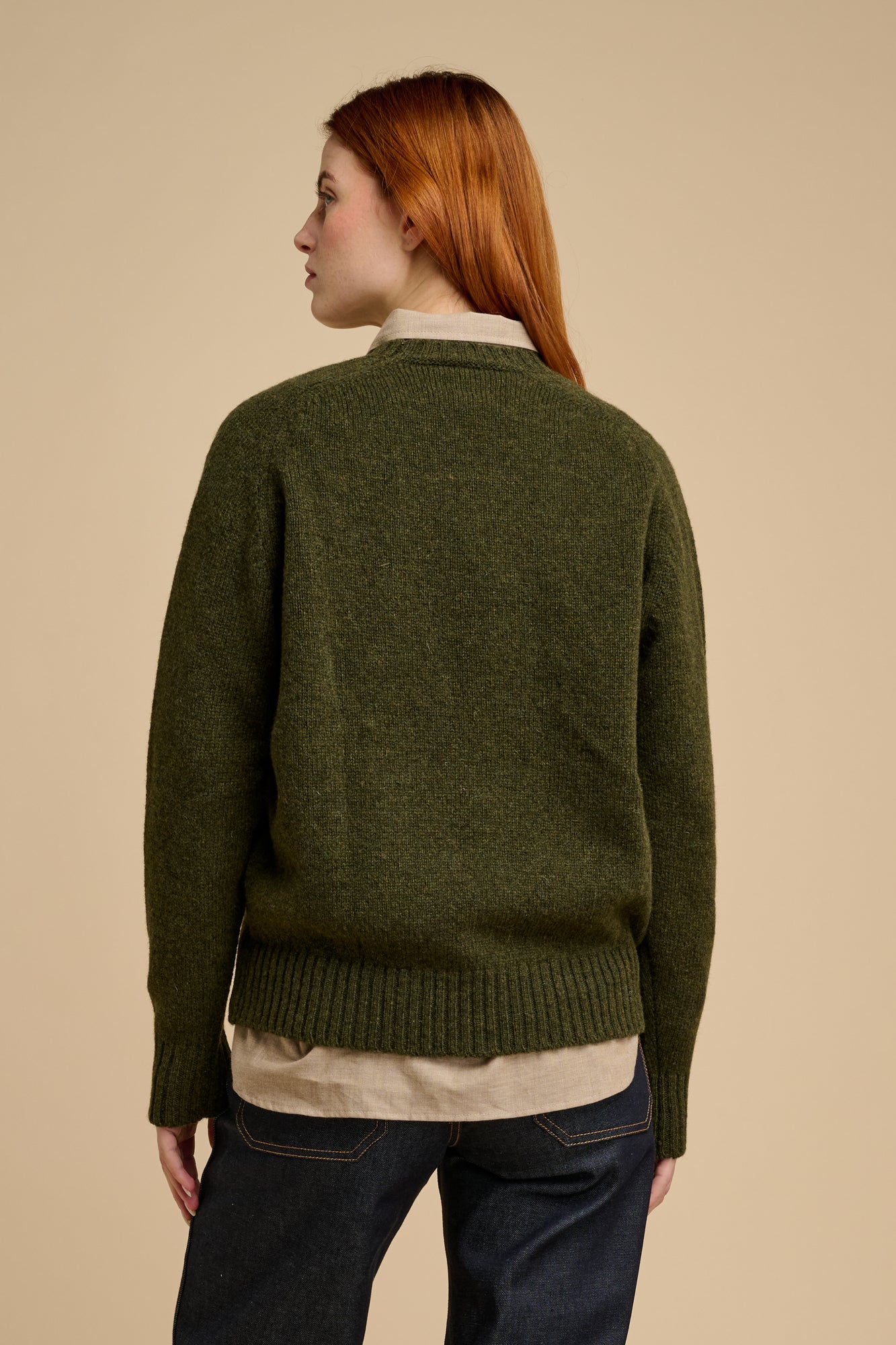 Women's Shetland Jumper - Olive - Image 3