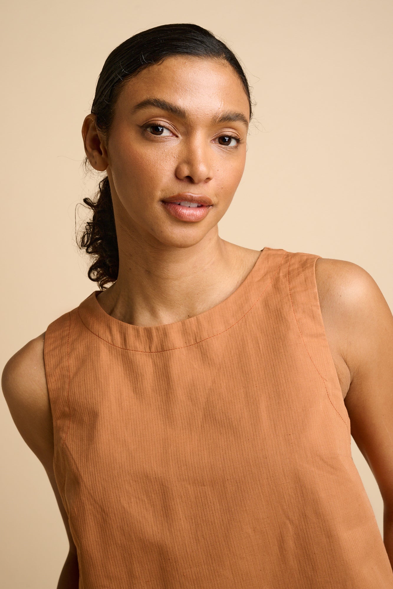 Sleeveless Top Cotton Hemp - Light Cinnamon - Image 3