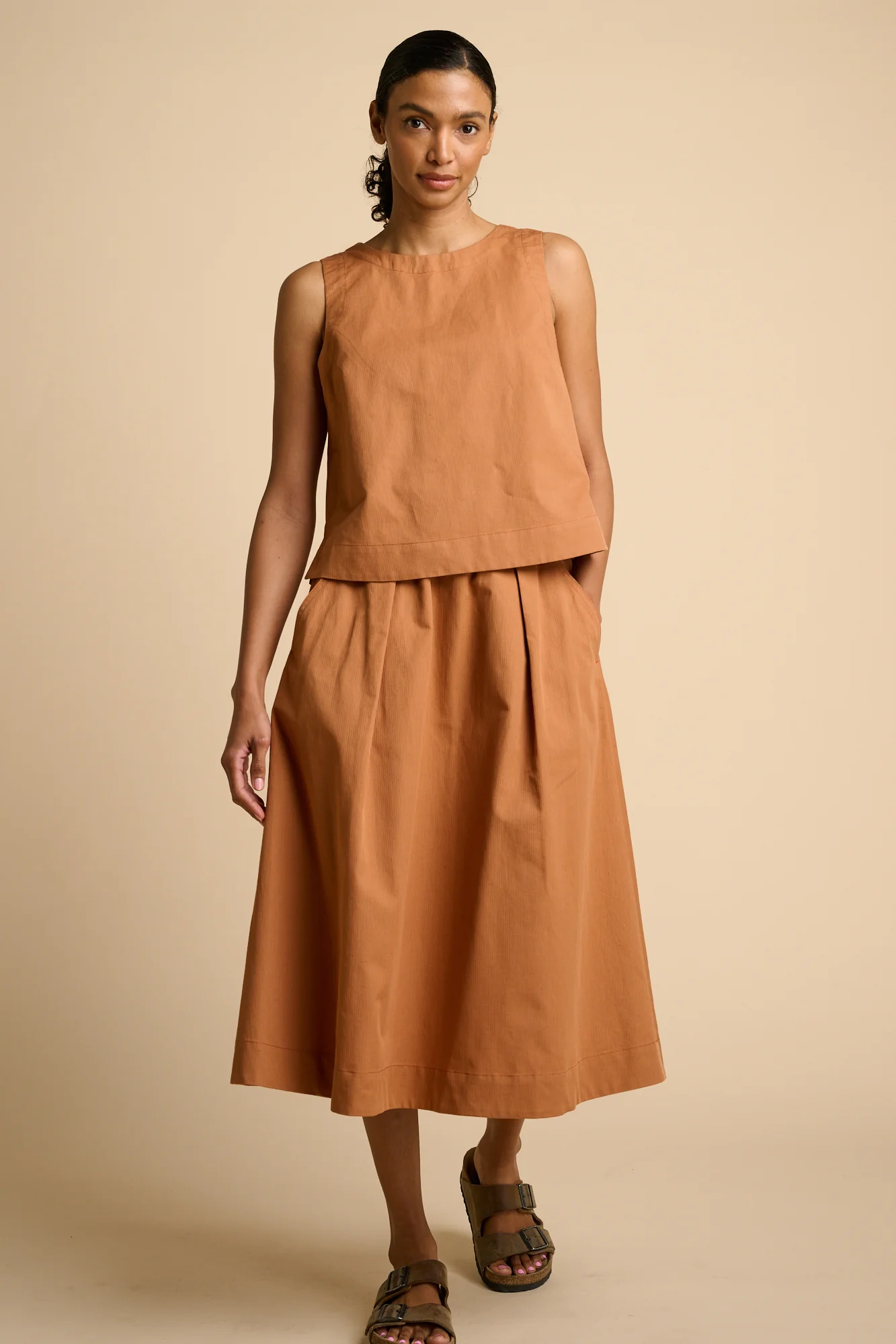 Sleeveless Top Cotton Hemp - Light Cinnamon - Image 4