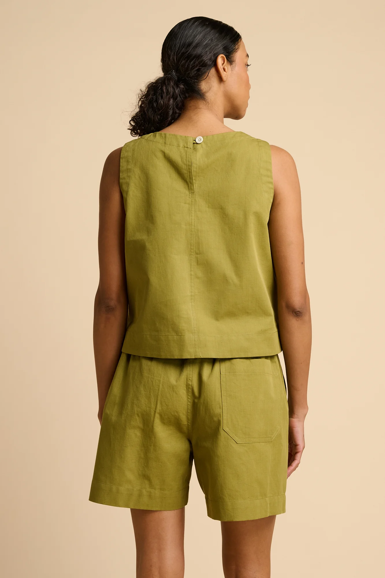 Sleeveless Top Cotton Hemp - Light Olive - Image 3